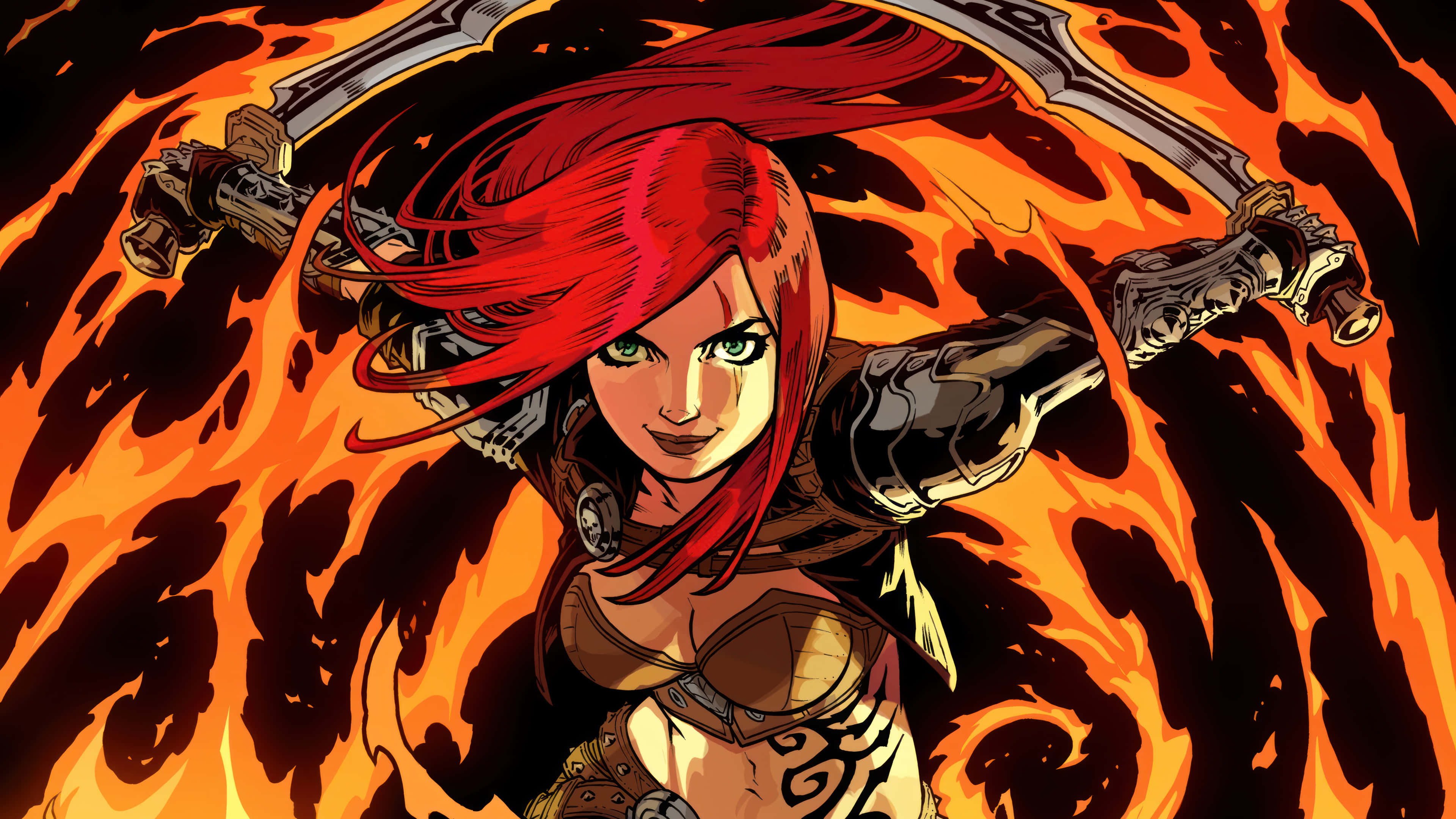 League of Legends, champions, red-haired warrior, 4K Desktop Wallpaper