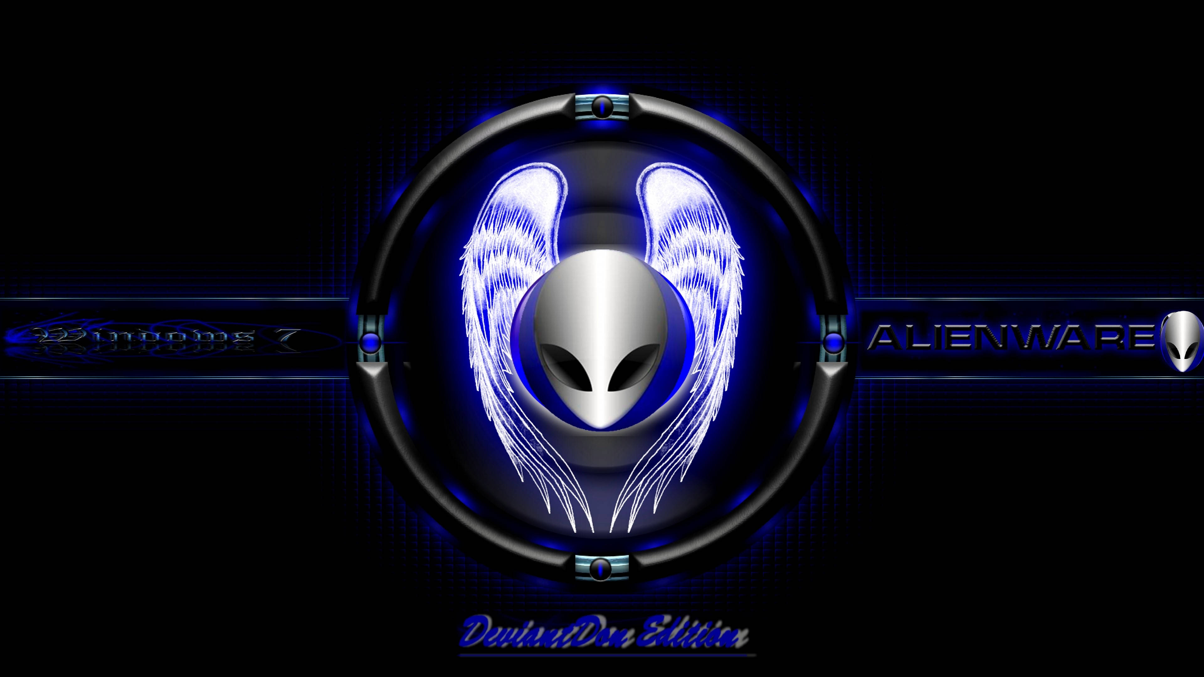 3840x2160, Alienware, glowing blue alien head, 4K Desktop Wallpaper