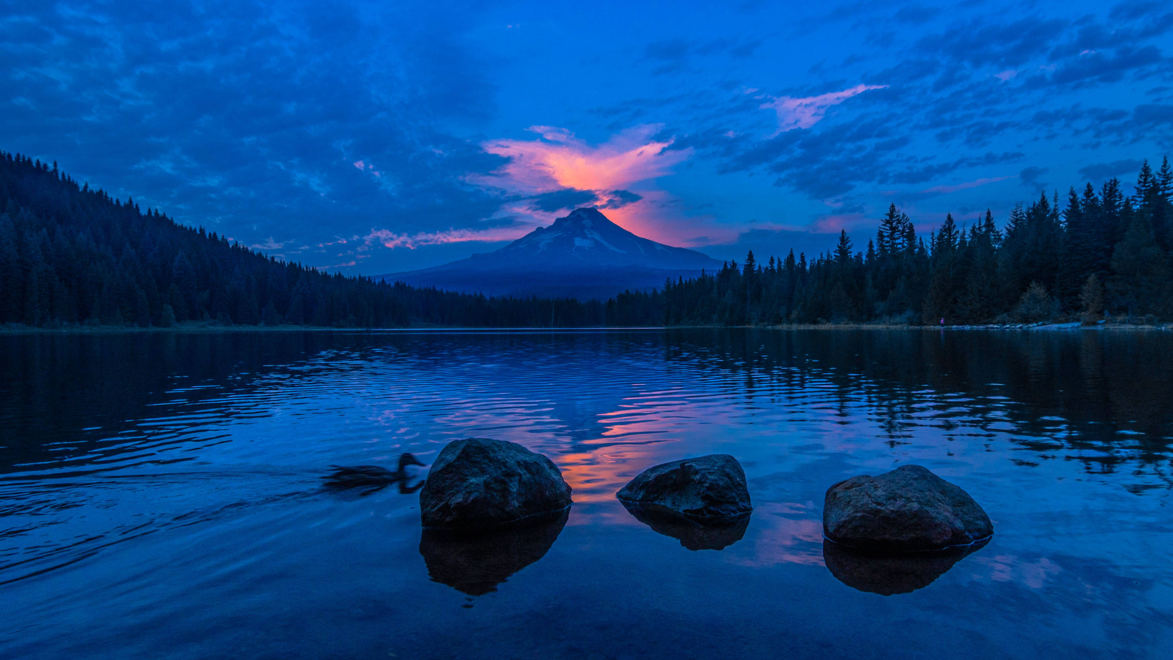 3840x2160 monitor, blue river, twilight lake, 4K Desktop Wallpaper