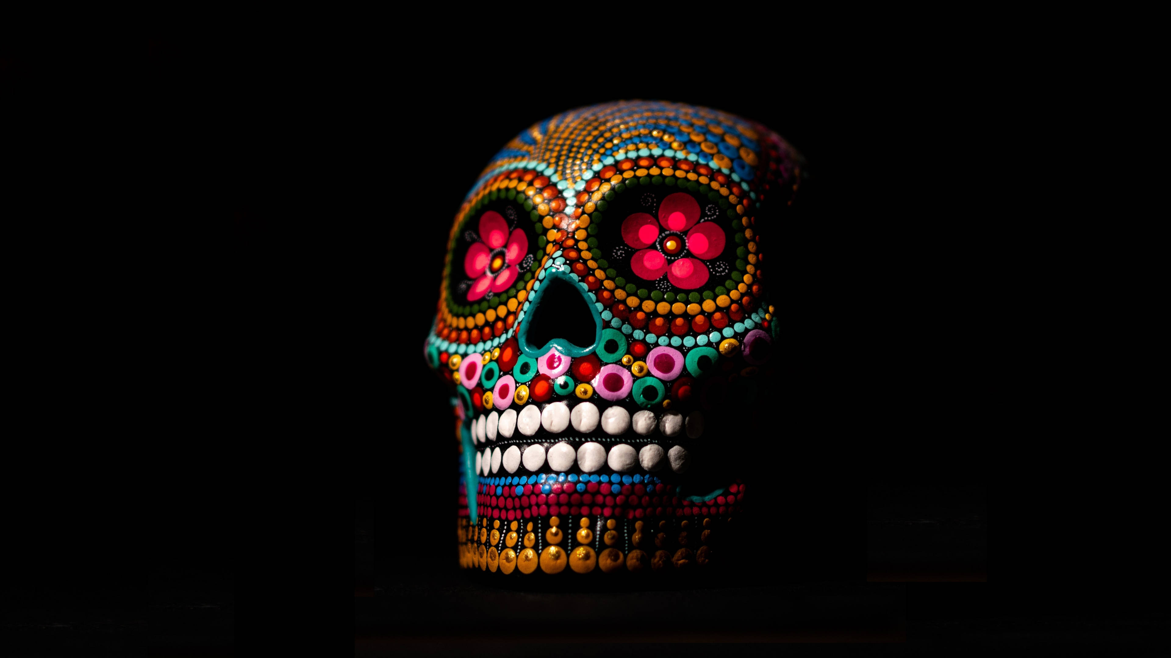3840x2160 monitor, festive skull, sugar skull, 4K Desktop Wallpaper