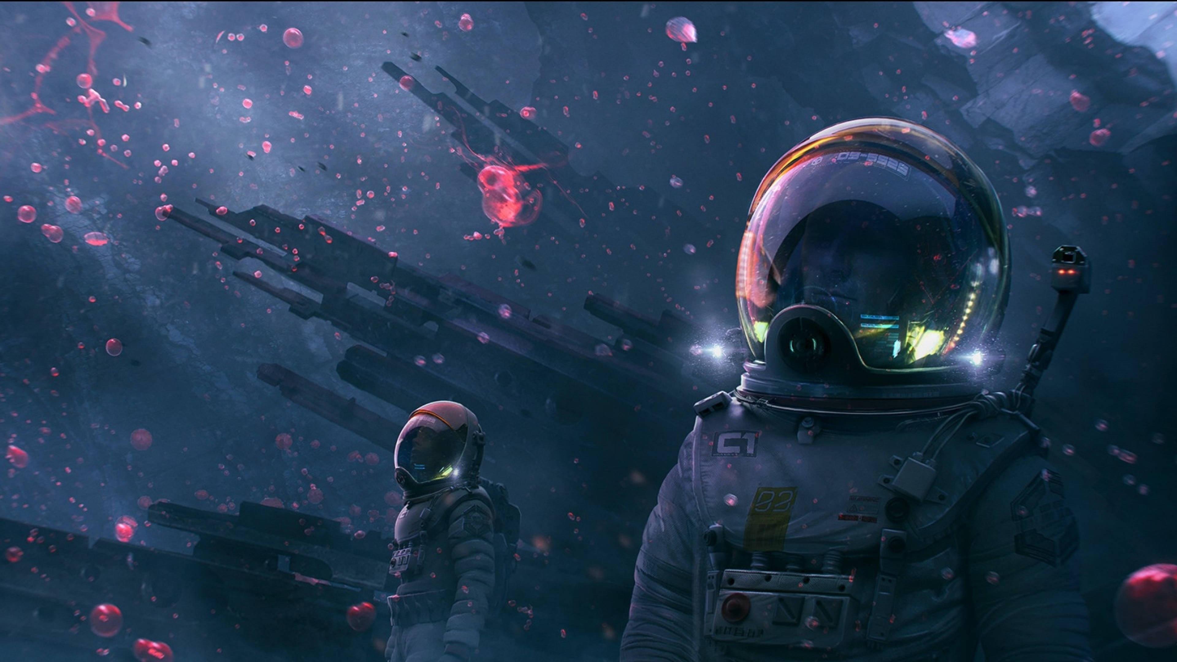 3840x2160 monitor, astronaut, surreal alien ocean, 4K Desktop Wallpaper