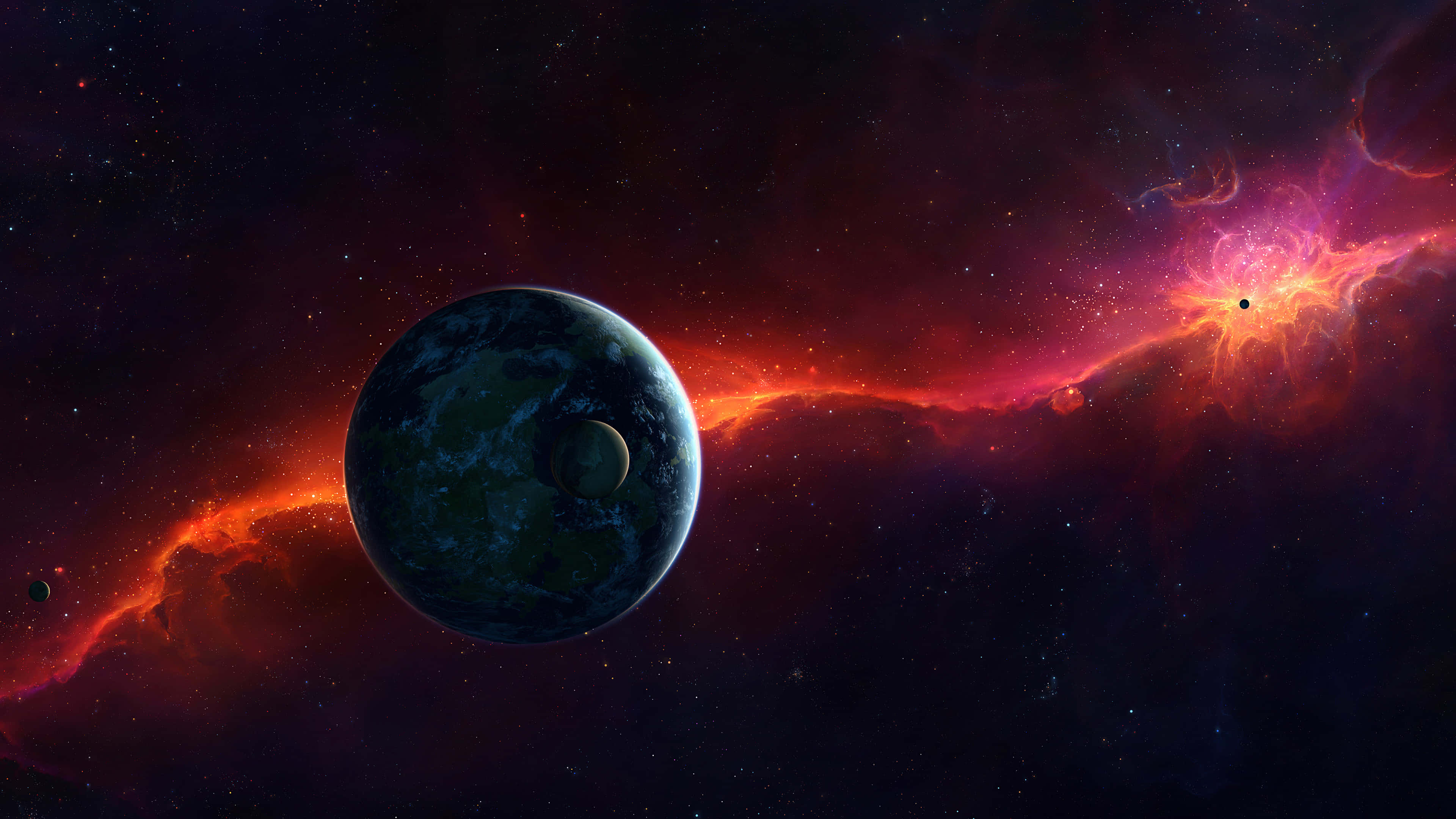 3840x2160, UHD 4K Desktop, blue-green planet, 4K Desktop Wallpaper