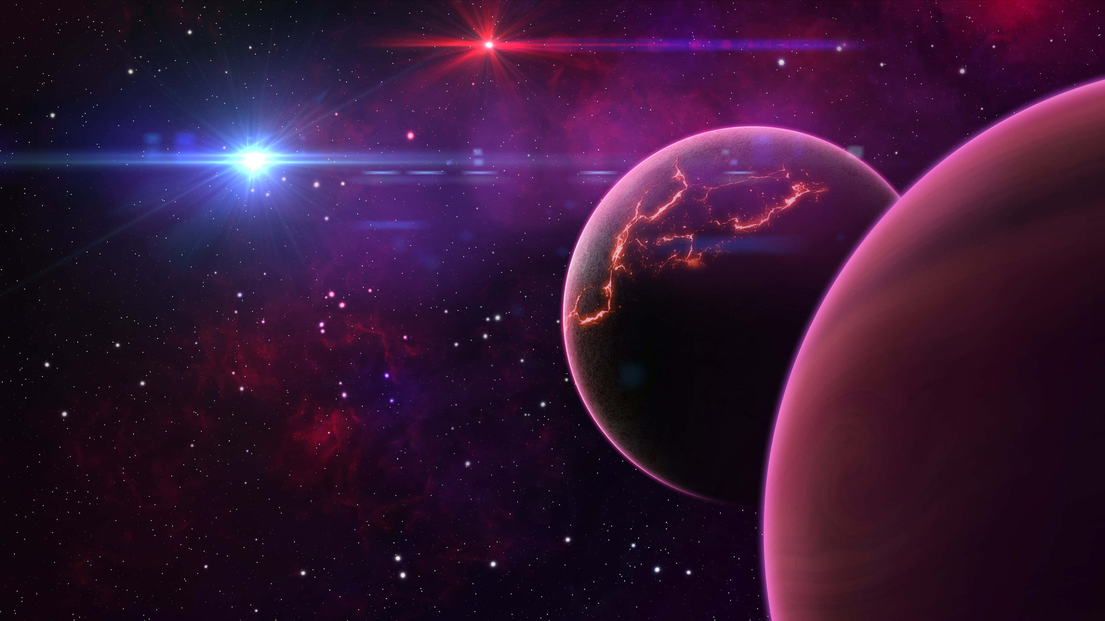 3840x2160 UHD 4K desktop, cosmic scene, glowing planets, 4K Desktop Wallpaper