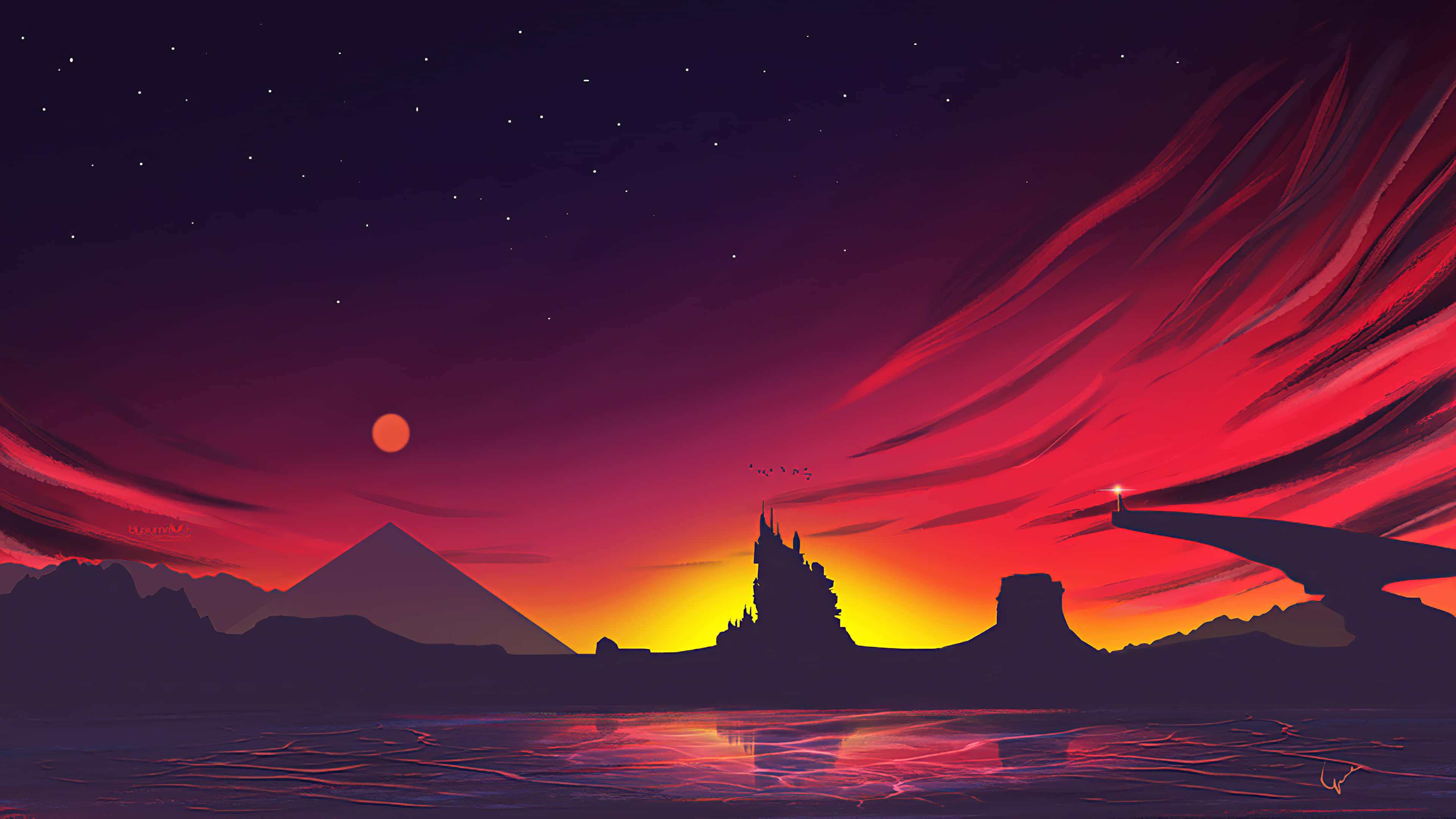 3840x2160 UHD 4K Desktop, surreal digital painting, castle, 4K Desktop Wallpaper
