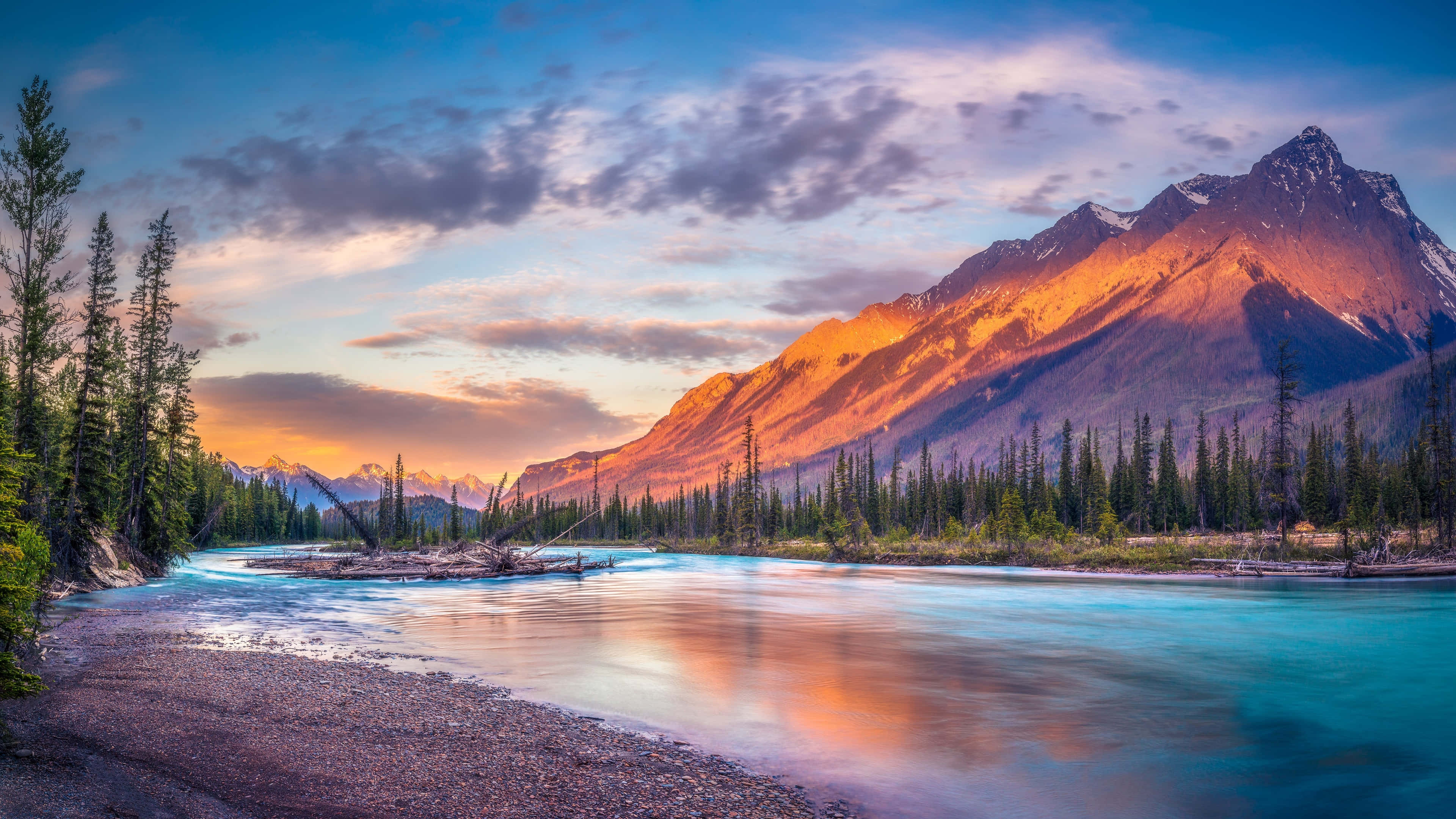 3840x2160 UHD 4K Desktop, serene river, forested shore, 4K Desktop Wallpaper