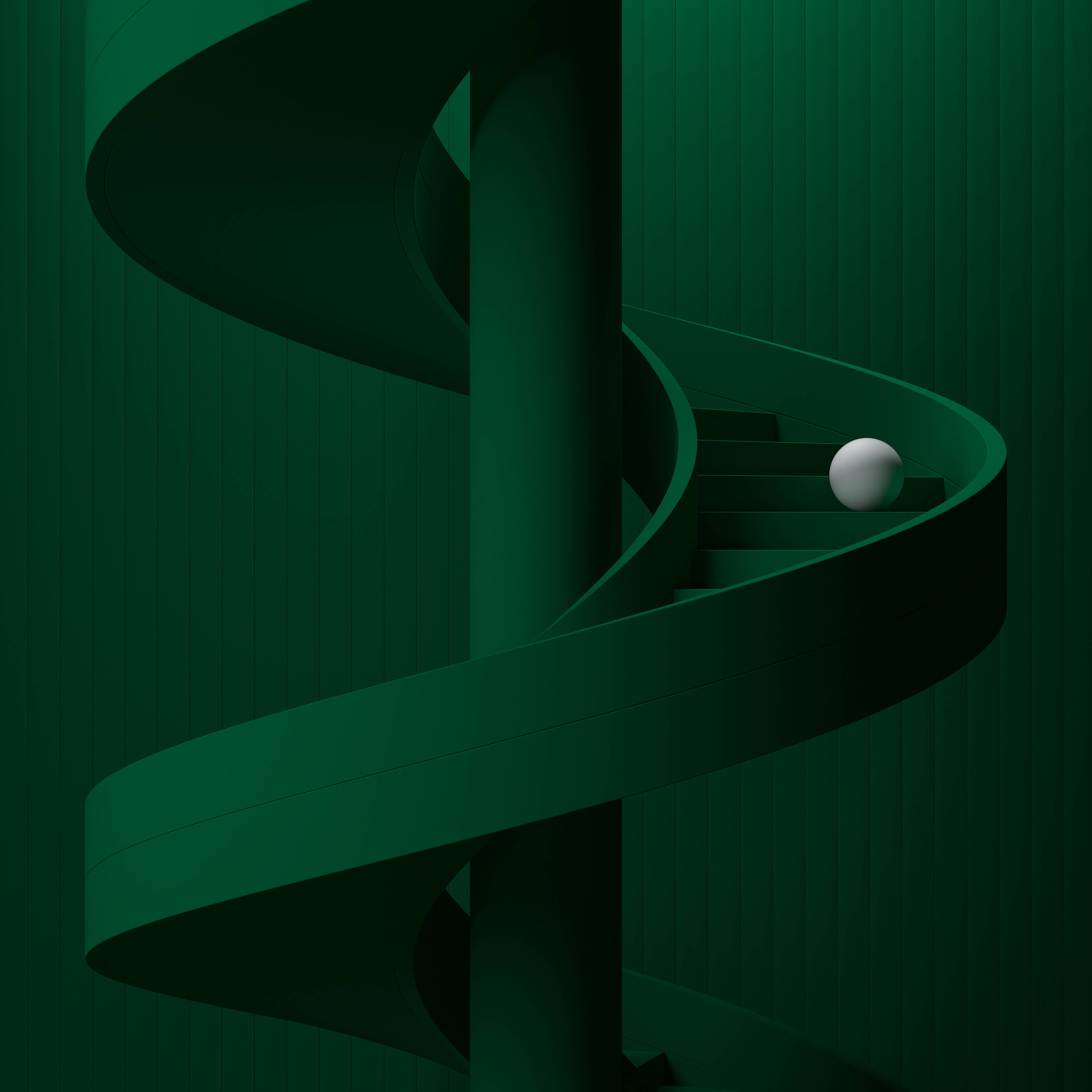 dark green, 3d 4k, spiral staircase, 4K Desktop Wallpaper