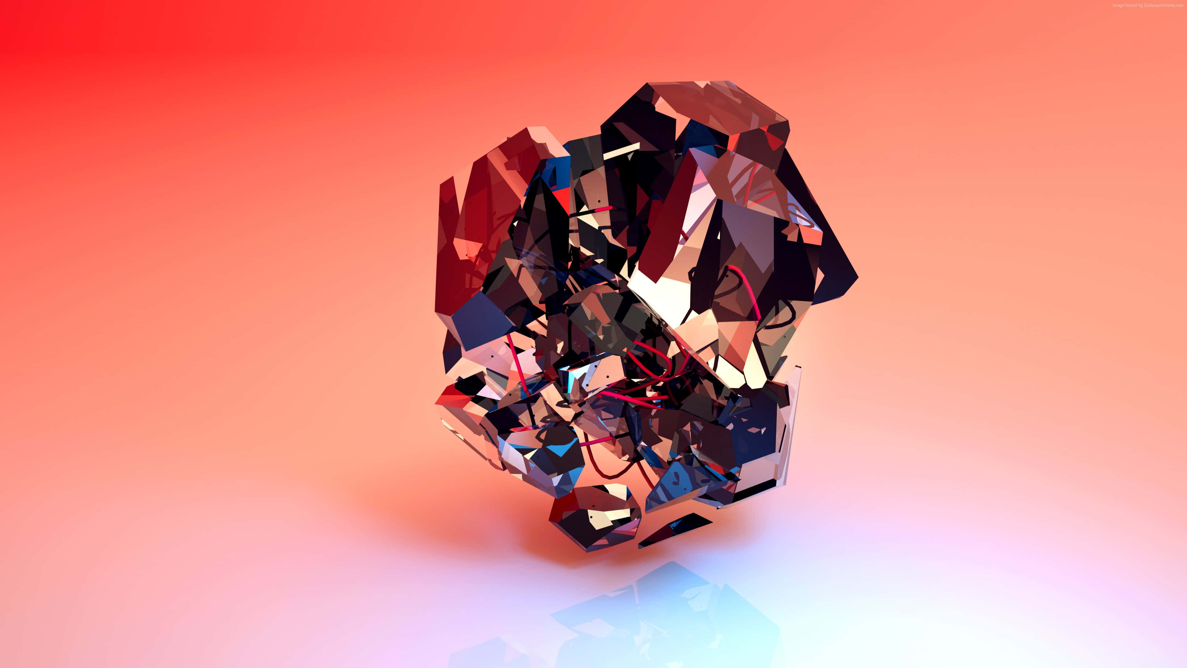 3d abstract, red hue, blue reflections, 4K Desktop Wallpaper