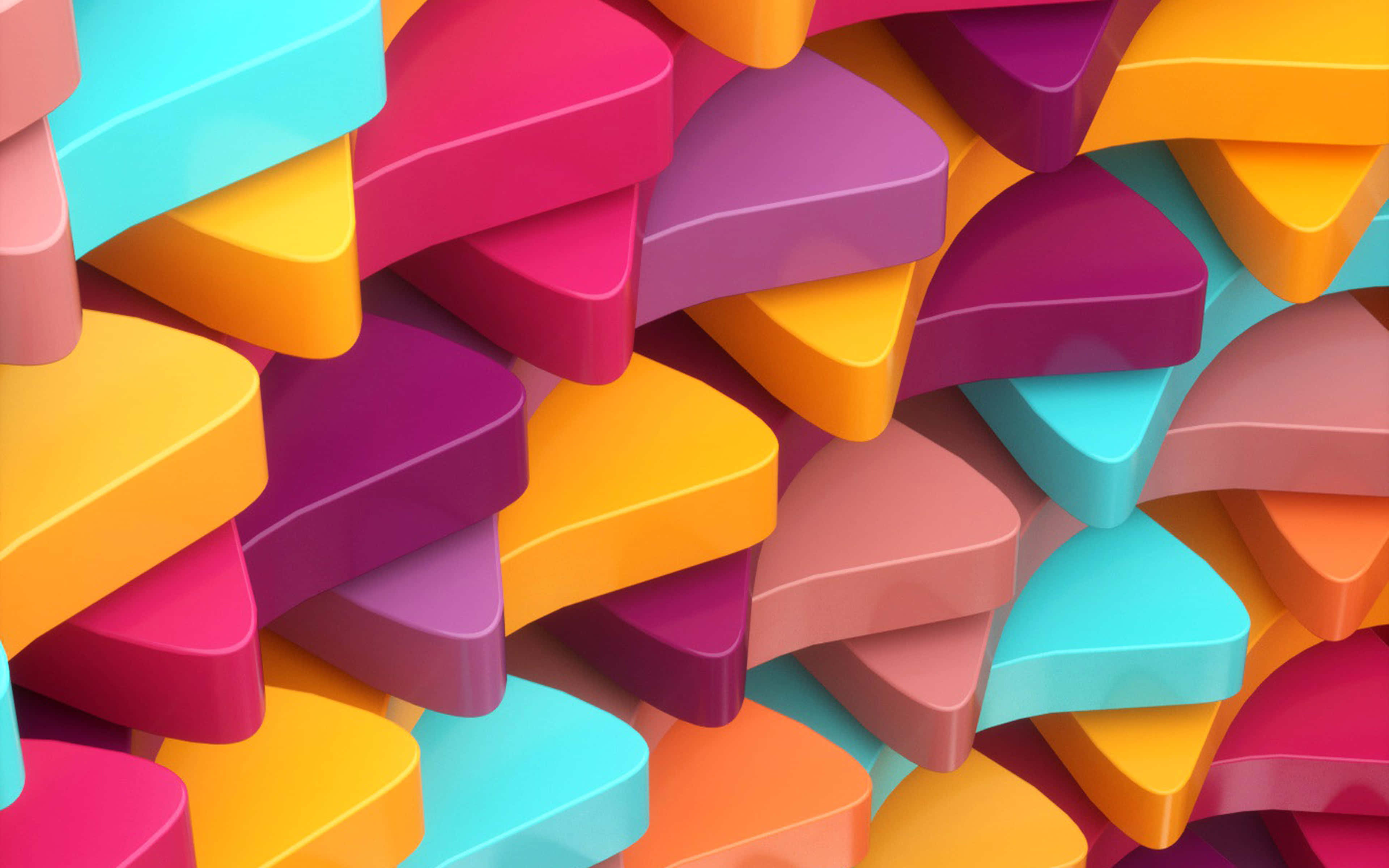 3d abstract, glossy, geometric shapes, 4K Desktop Wallpaper
