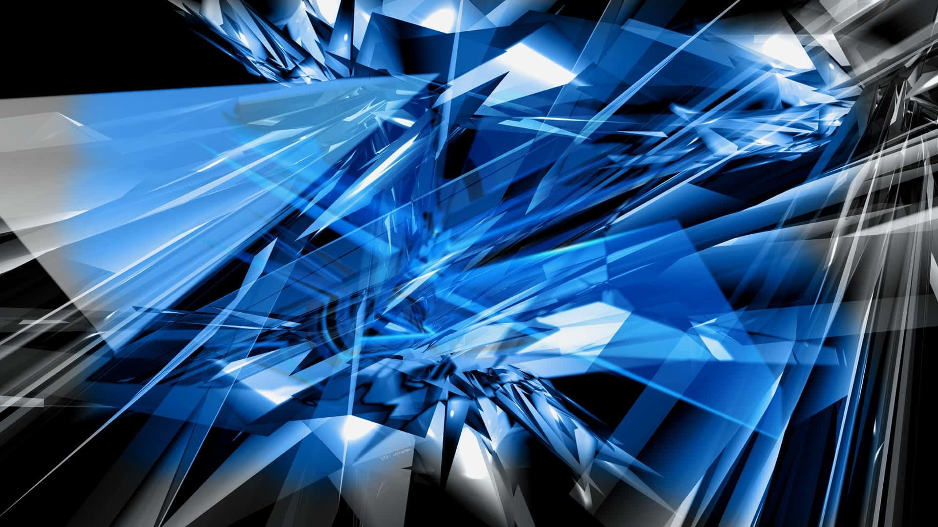 3d abstract, blue crystal, black background, Full HD Desktop Wallpaper