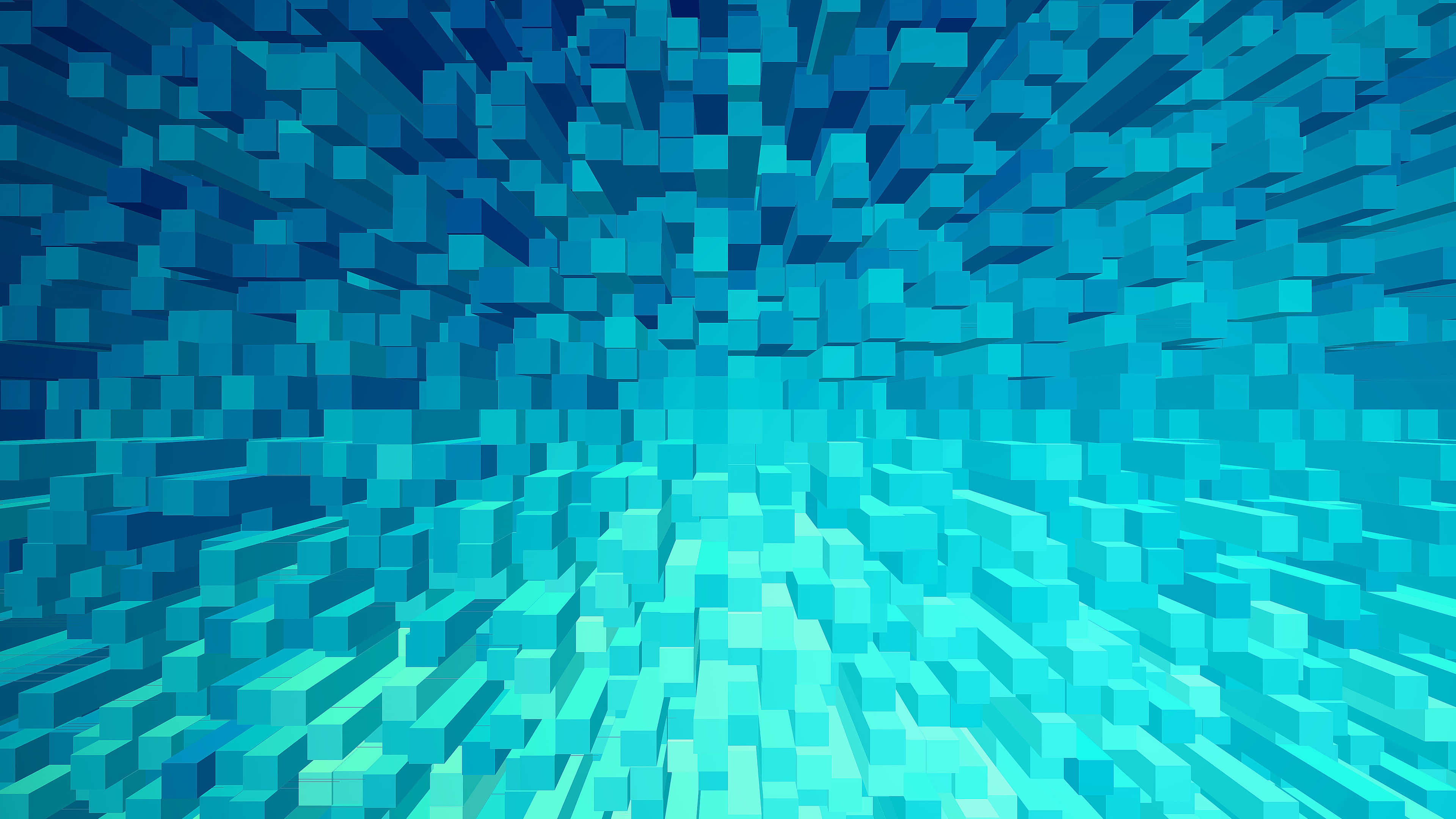 glowing blue cubes, bright cyan horizon, digital vortex effect, 4K Desktop Wallpaper