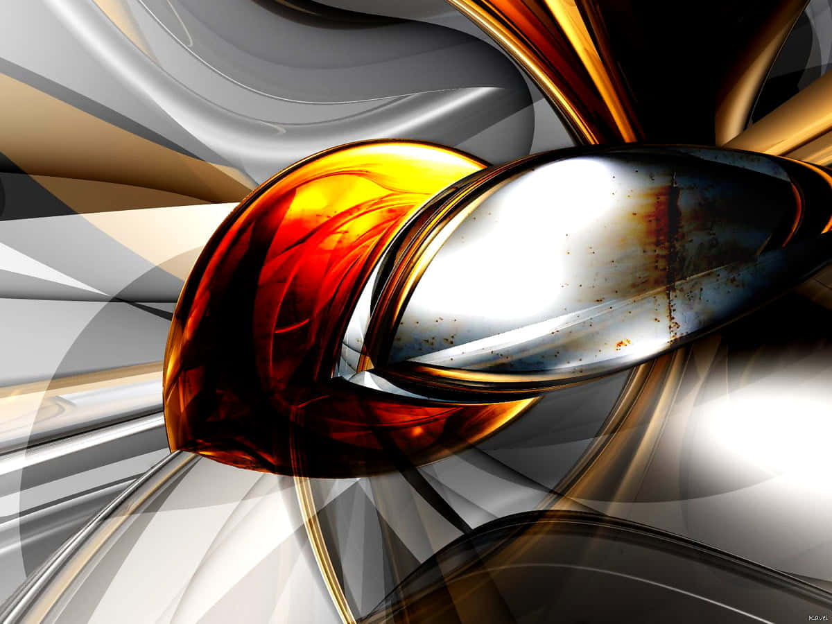 3d abstract, metallic gold, amber, SD Desktop Wallpaper