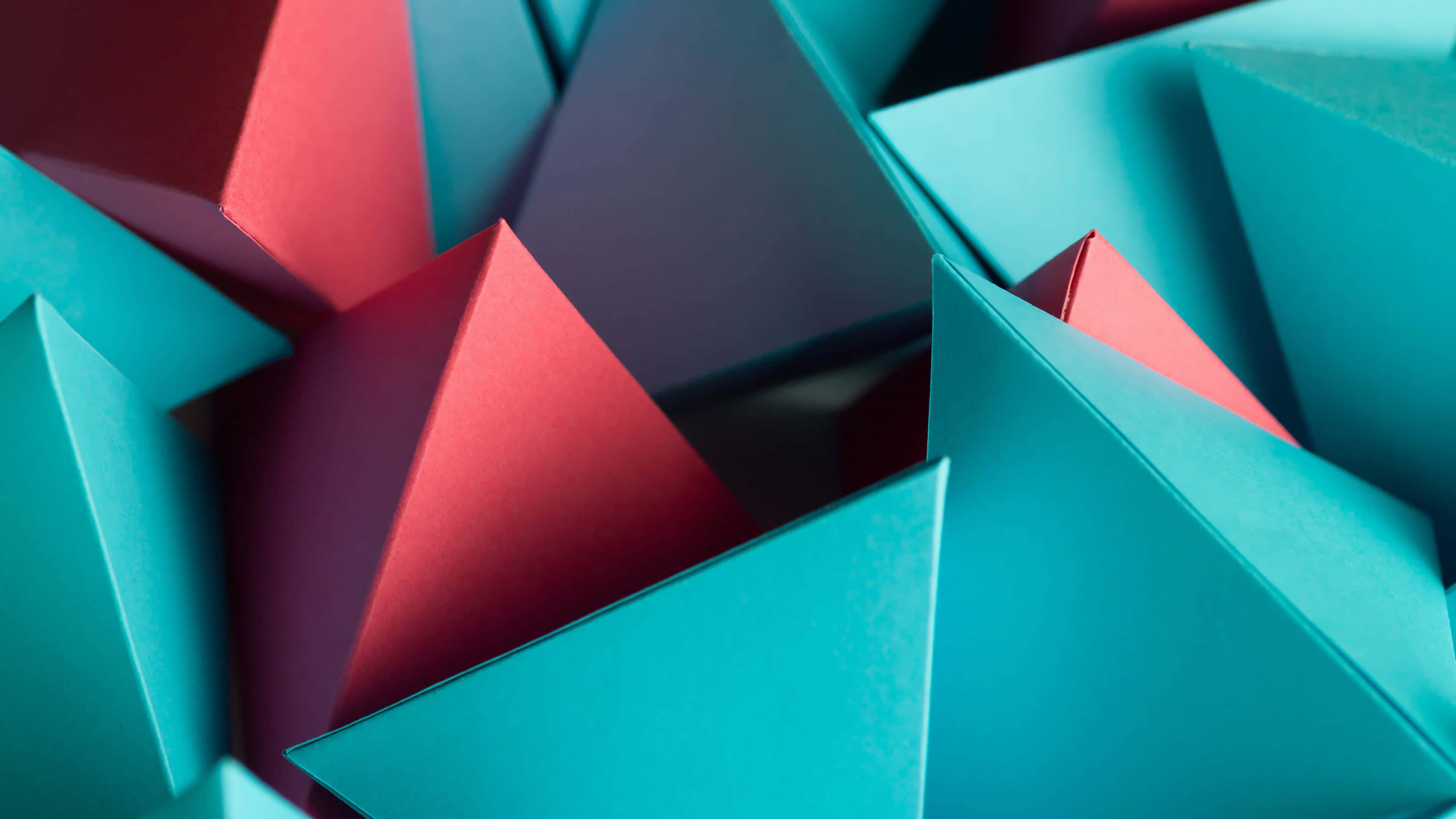 3d abstract, geometric origami triangles, teal, 4K Desktop Wallpaper