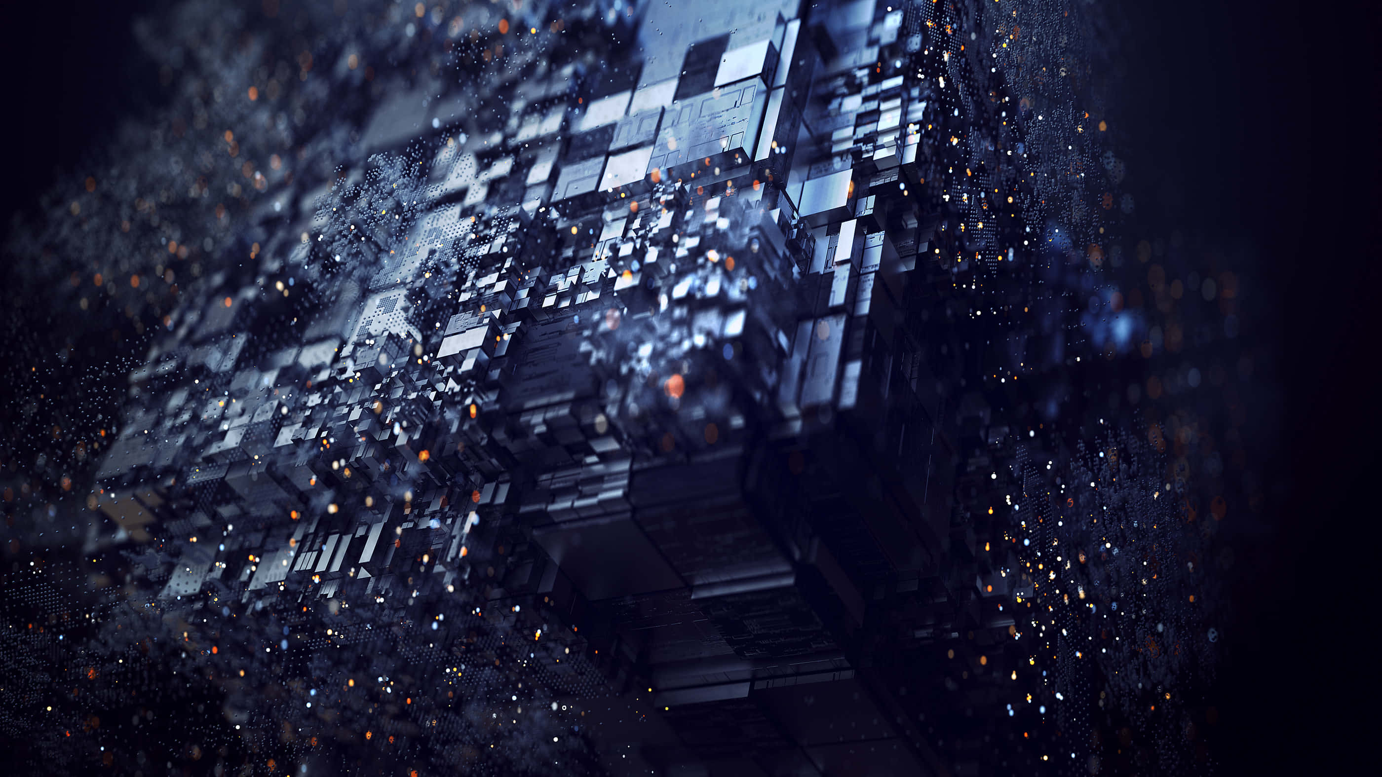 3d abstract, digital cube, glowing particles, 2K Desktop Wallpaper