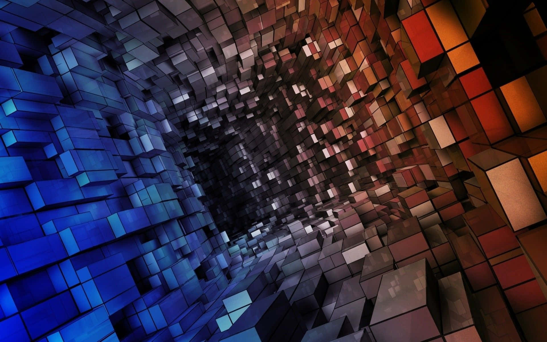 3D Abstract, blue, orange, Full HD Desktop Wallpaper