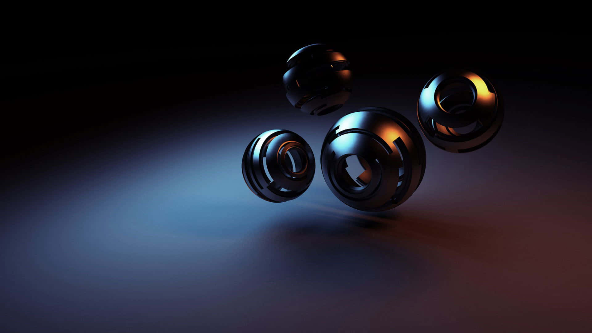 3D Technology, glossy black spherical objects, cutouts, Full HD Desktop Wallpaper