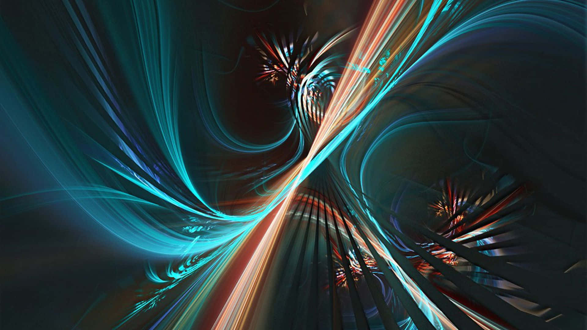 3d abstract, neon streaks, cyan, Full HD Desktop Wallpaper