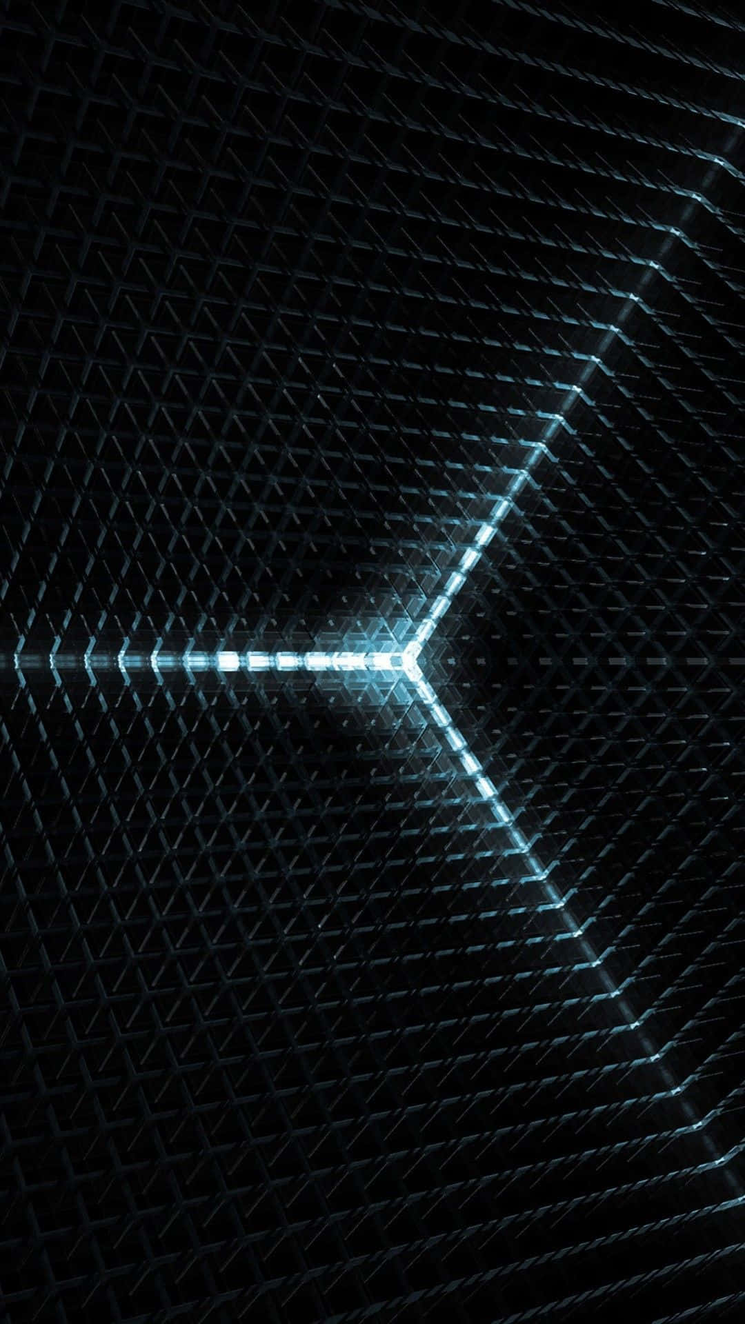 glowing blue, triangular tunnel, grid of illuminated lines, Full HD Phone Wallpaper