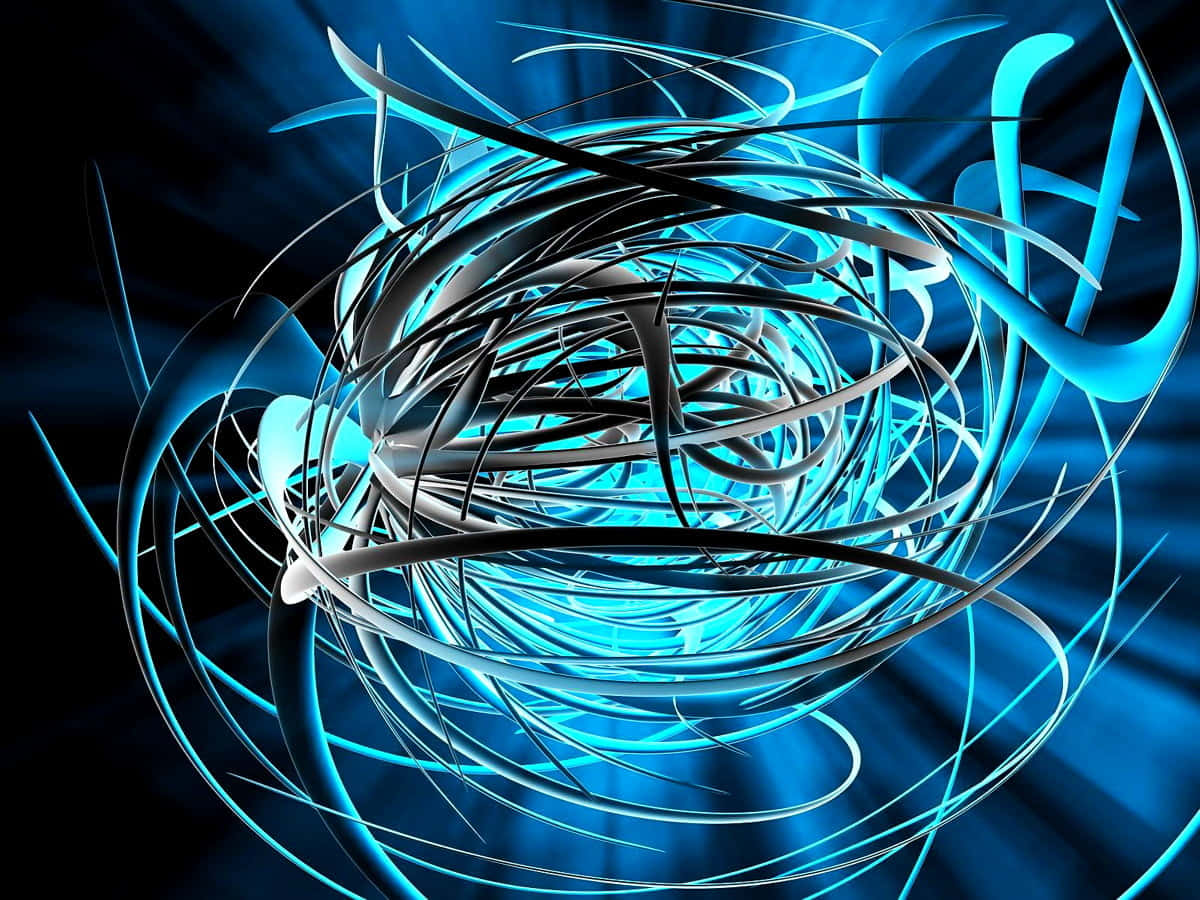 3D Abstract Landscape, glowing blue, silver abstract lines, SD Desktop Wallpaper