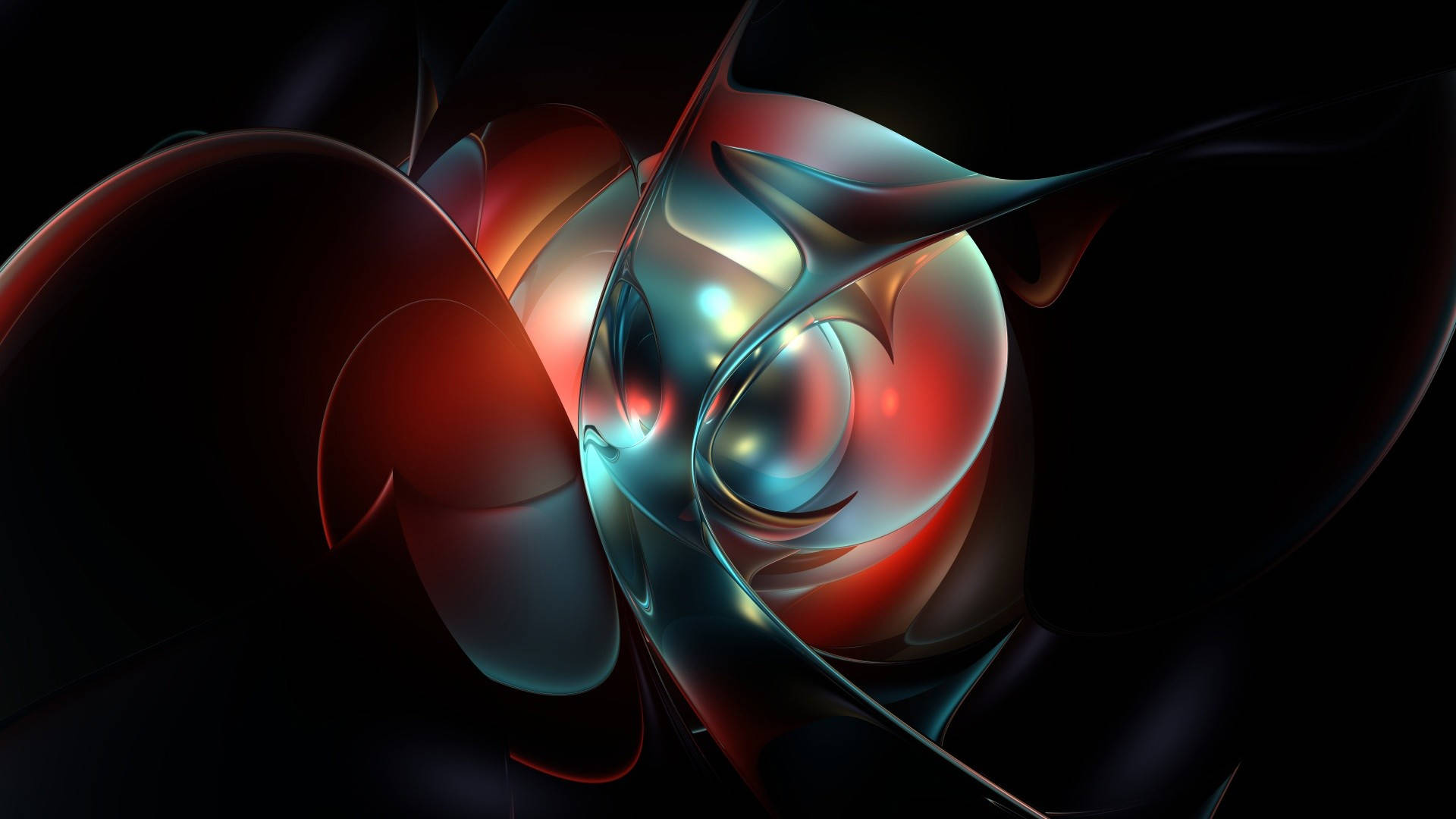 abstract shapes, 3d, glowing abstract fluid forms, Full HD Desktop Wallpaper