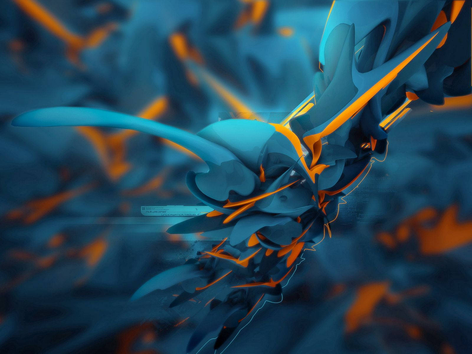 abstract 3D colorful shapes, cool blue, fiery orange, HD Desktop Wallpaper
