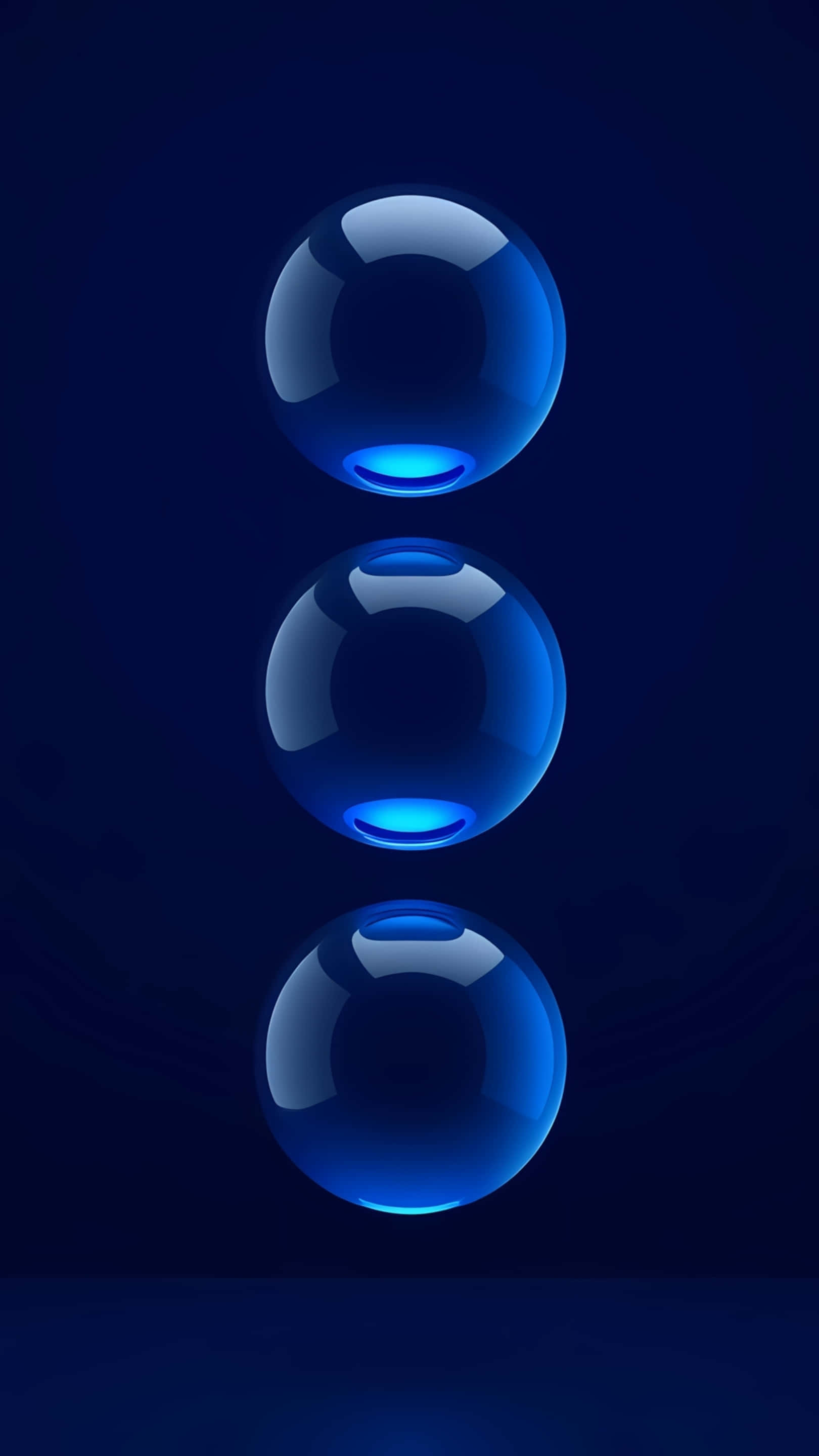 abstract 3d blue glass spheres, glowing blue spheres, dark blue gradient background, 2K Phone Wallpaper