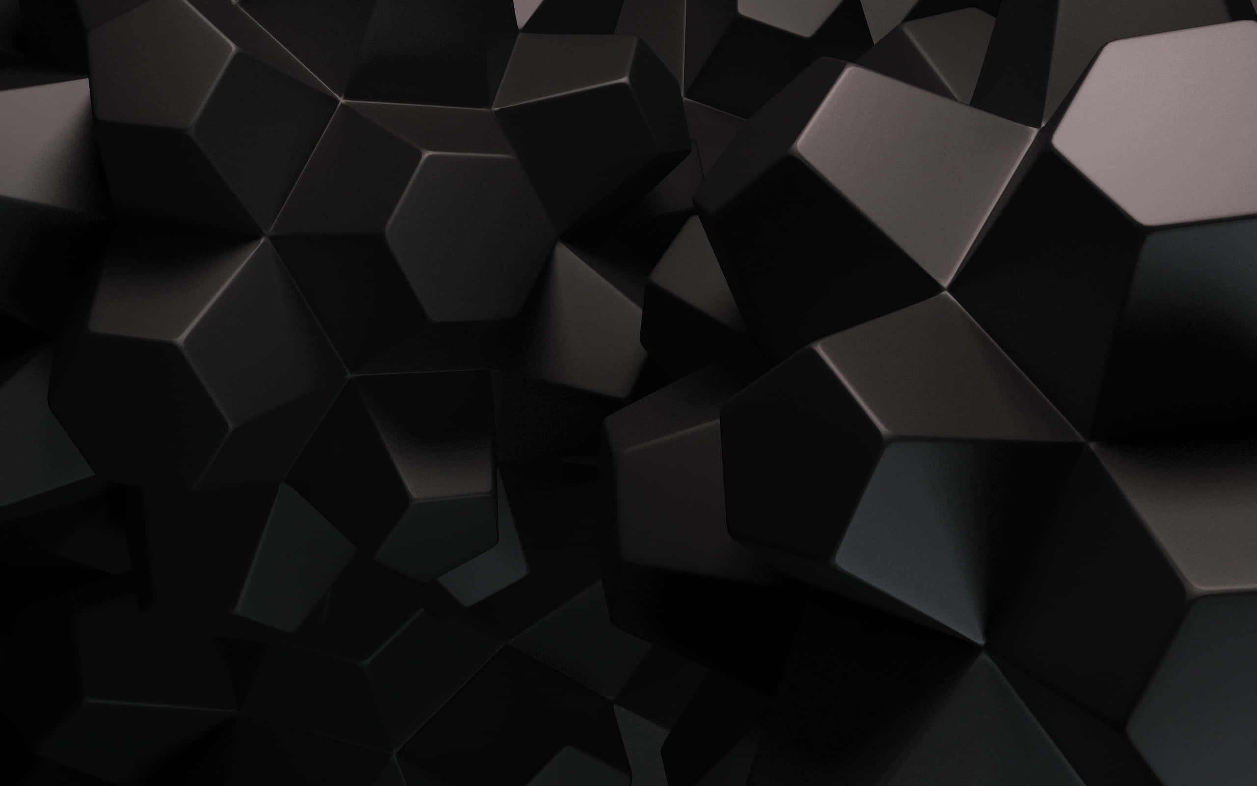 abstract black3 d polygonal background, dark gray hexagonal facets, textured 3d surface, 2K Desktop Wallpaper