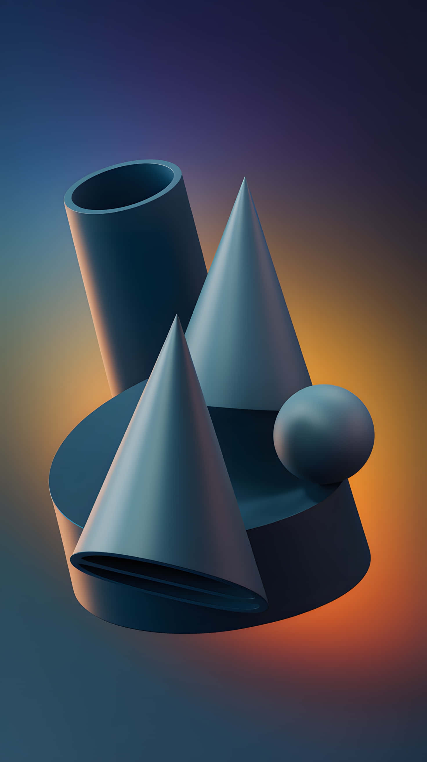 3D ELEMENT, cones, cylinder, 2K Phone Wallpaper