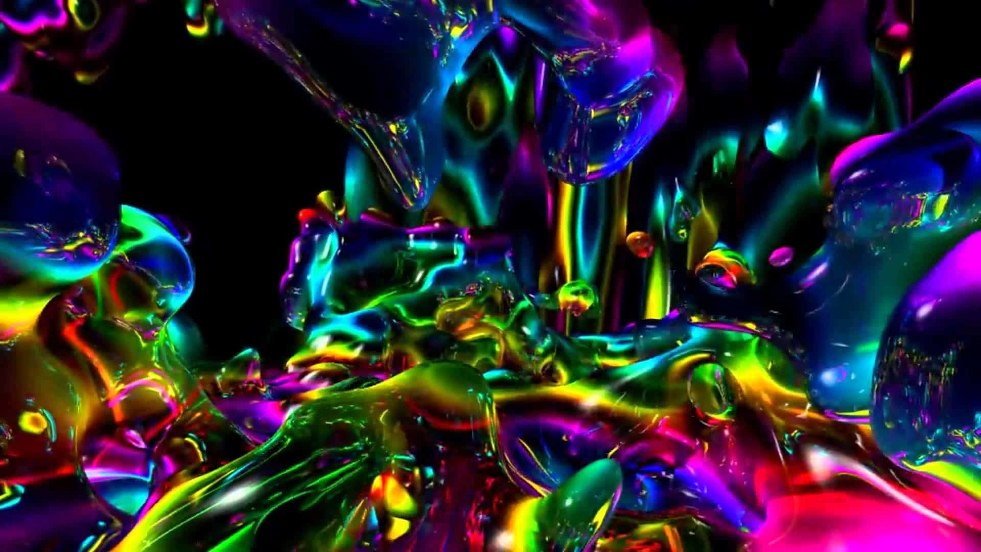 neon liquid blobs, black background, surreal glowing abstract scene, Full HD Desktop Wallpaper
