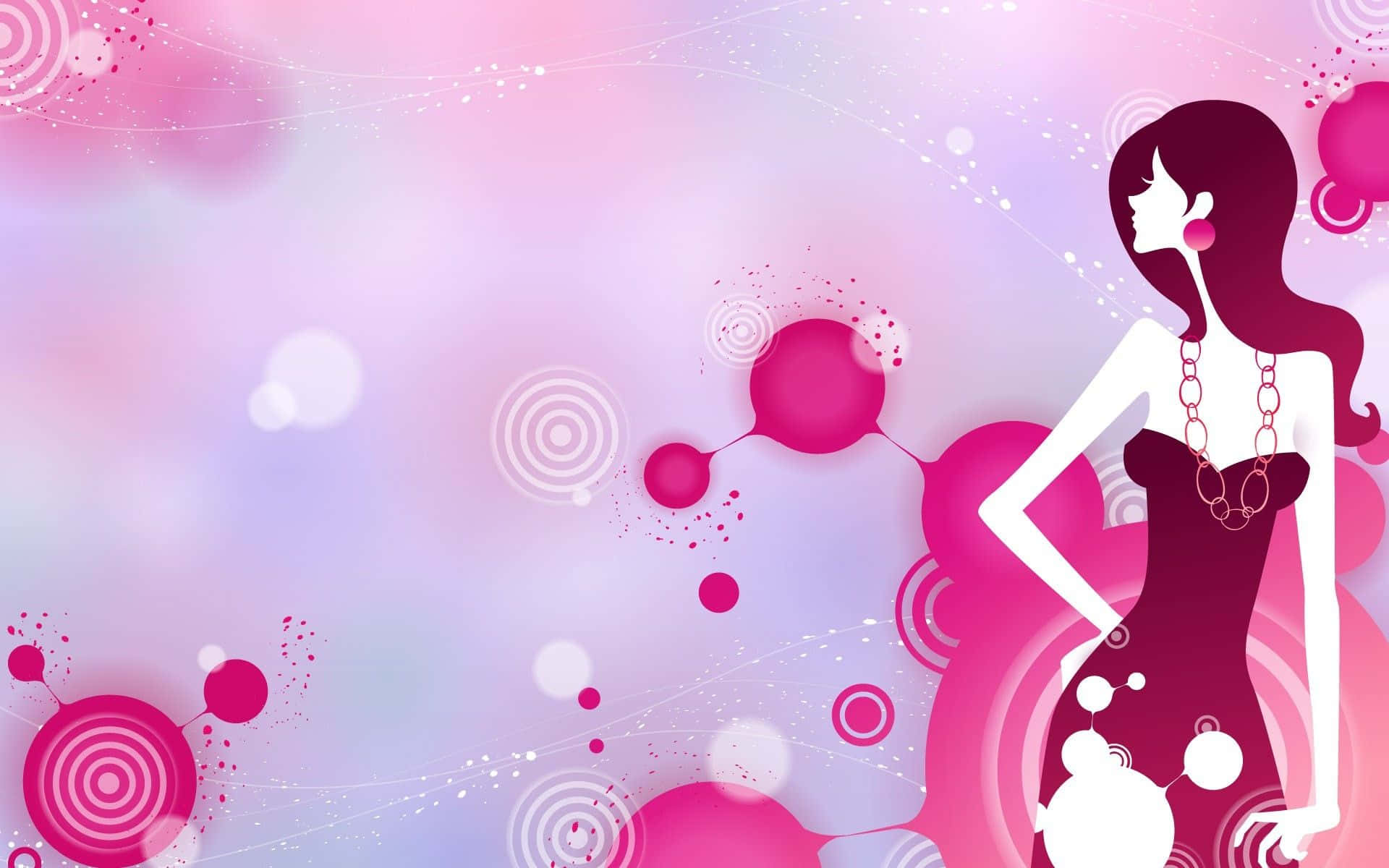 3D Abstract Art, modern girly design, silhouette of a woman in a dress, Full HD Desktop Wallpaper