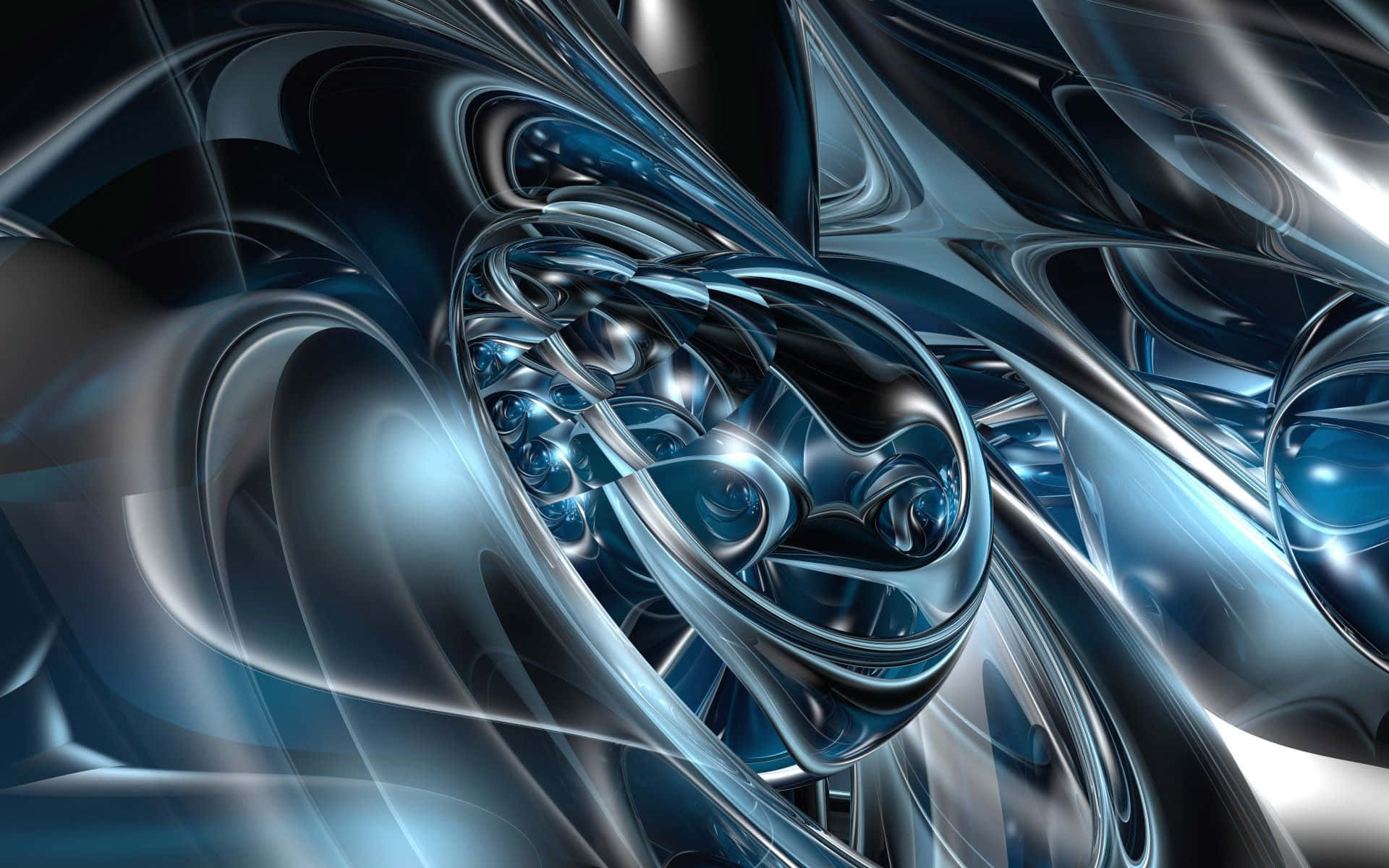 3d graphics, metallic blue, silver, Full HD Desktop Wallpaper