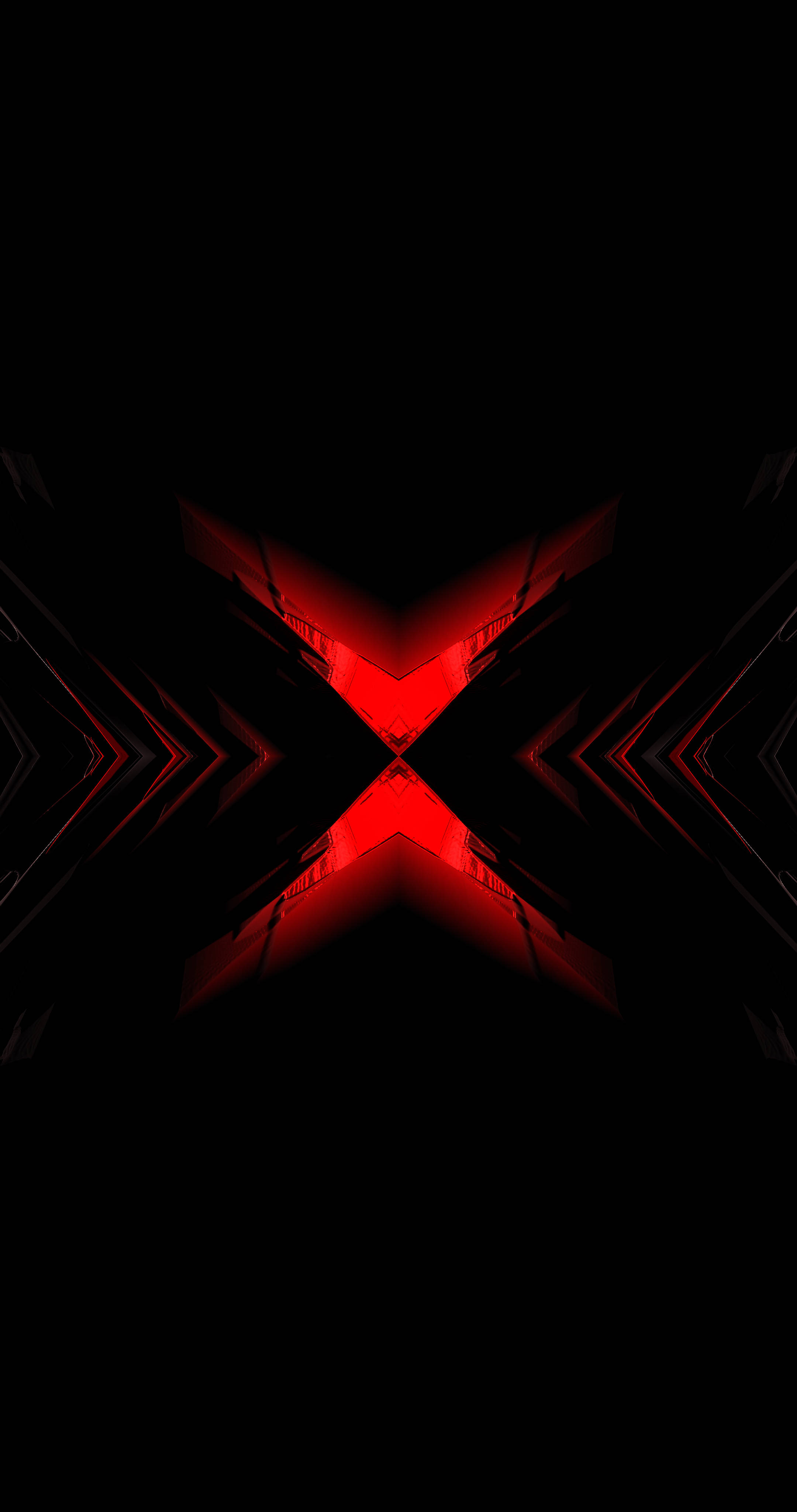 neon red, black, fractal art, 4K Phone Wallpaper