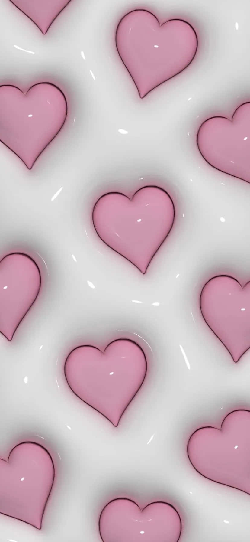 pink hearts, glossy, creamy white liquid, HD Phone Wallpaper
