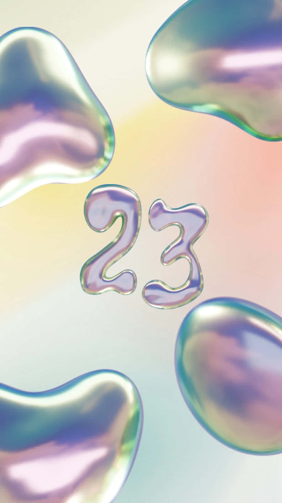 iridescent3 d number23, iridescent liquid hearts, number 23, HD Phone Wallpaper