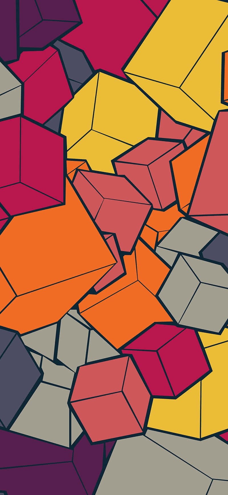 abstract geometric cubism, 3d cubes, magenta, HD Phone Wallpaper