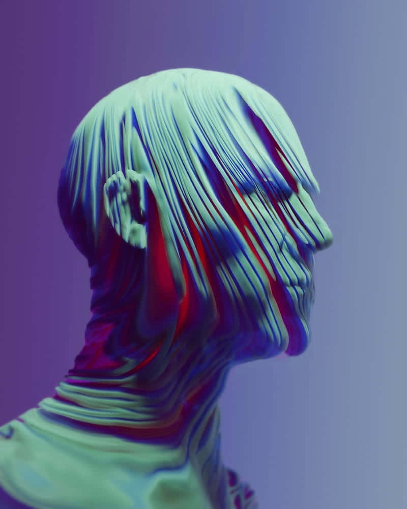 vibrant3 d sculpture profile, teal, red, SD Phone Wallpaper