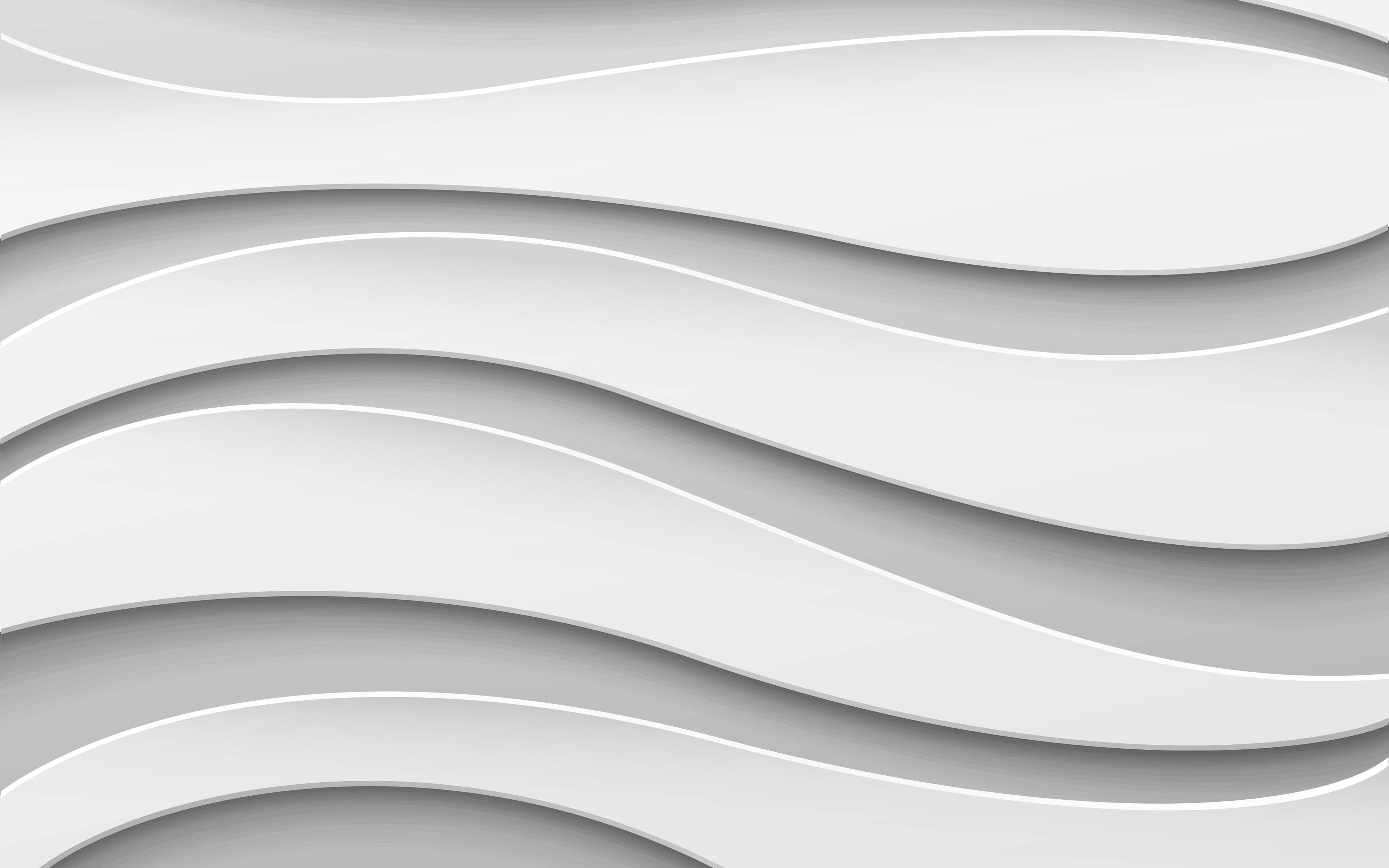 white wavy lines, 3d android phone, smooth undulating white waves, 4K Desktop Wallpaper