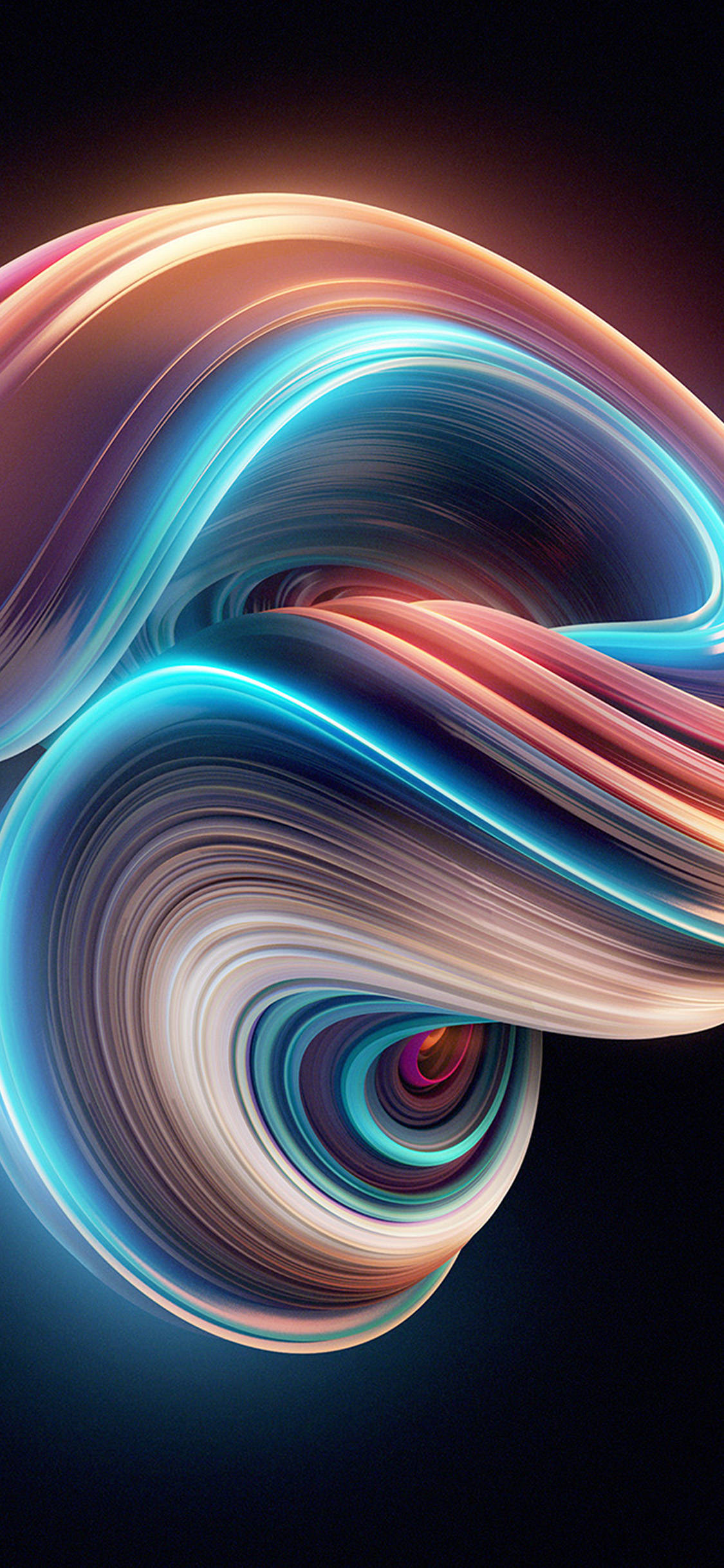neon colorful spiral, 3d android phone, vibrant neon ribbons, Full HD Phone Wallpaper