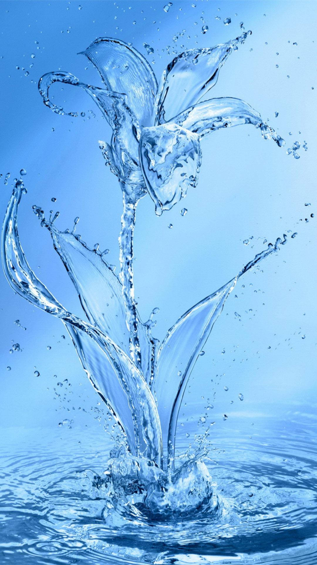 Flower Water 3D Android Phone, blue water lily, splash, Full HD Phone Wallpaper