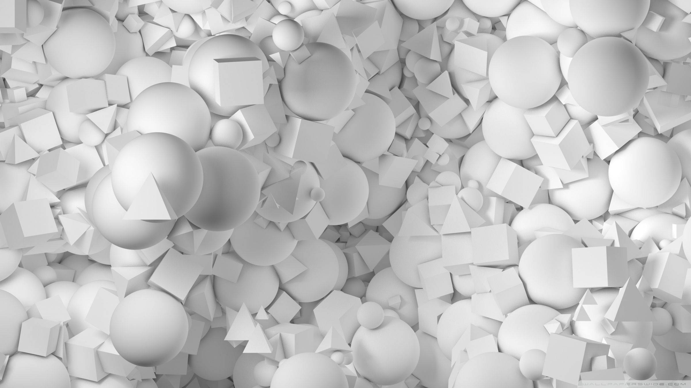 white, geometric shapes, spheres, Full HD Desktop Wallpaper