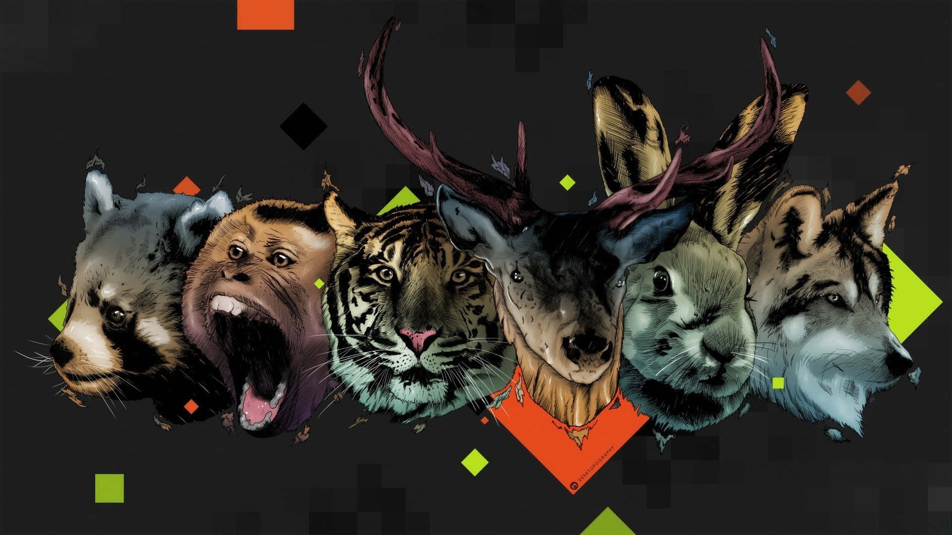3d animal, wild tiger, surreal 3d environment, Full HD Desktop Wallpaper