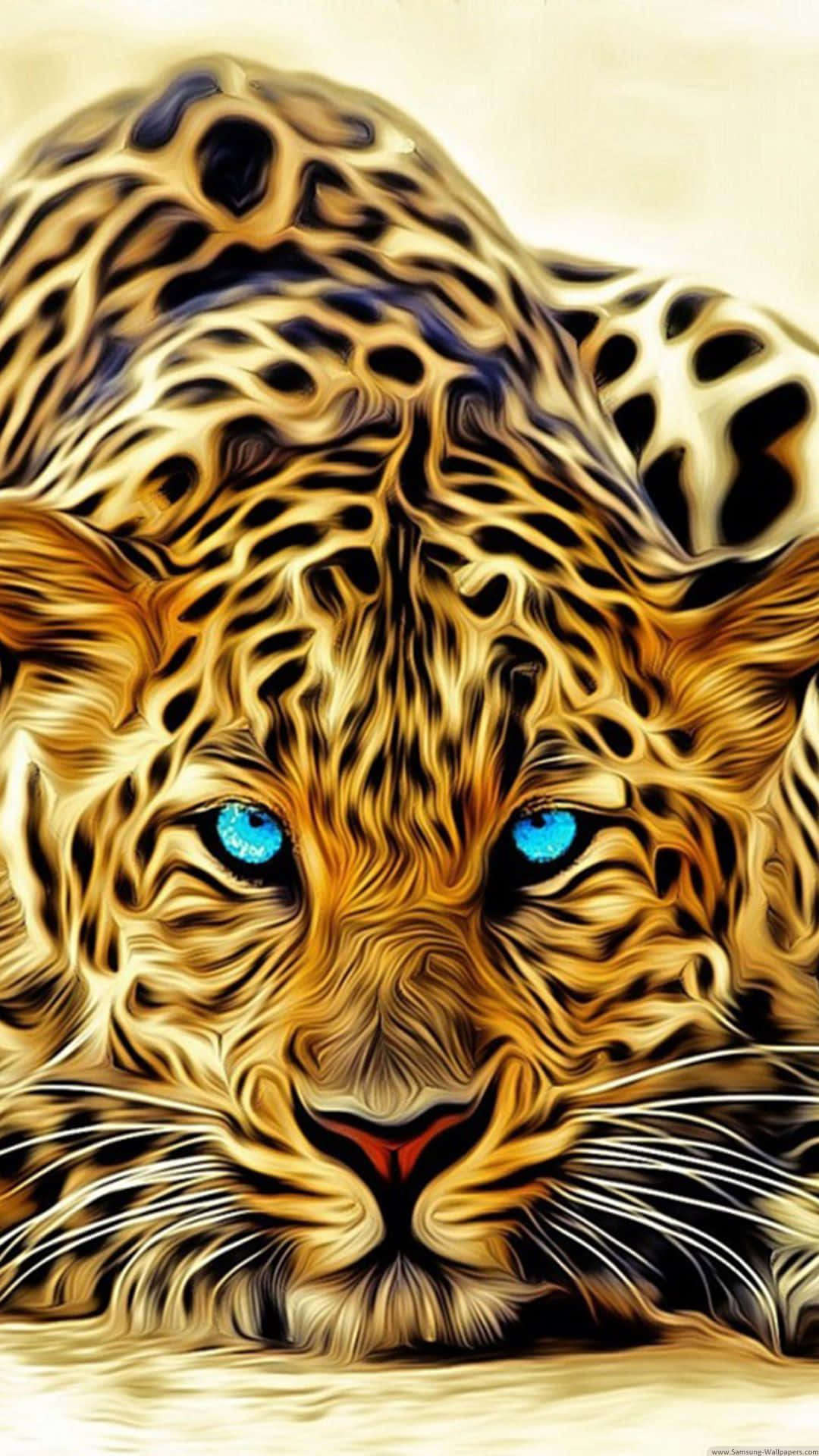 3d animal, leopard, piercing blue eyes, Full HD Phone Wallpaper