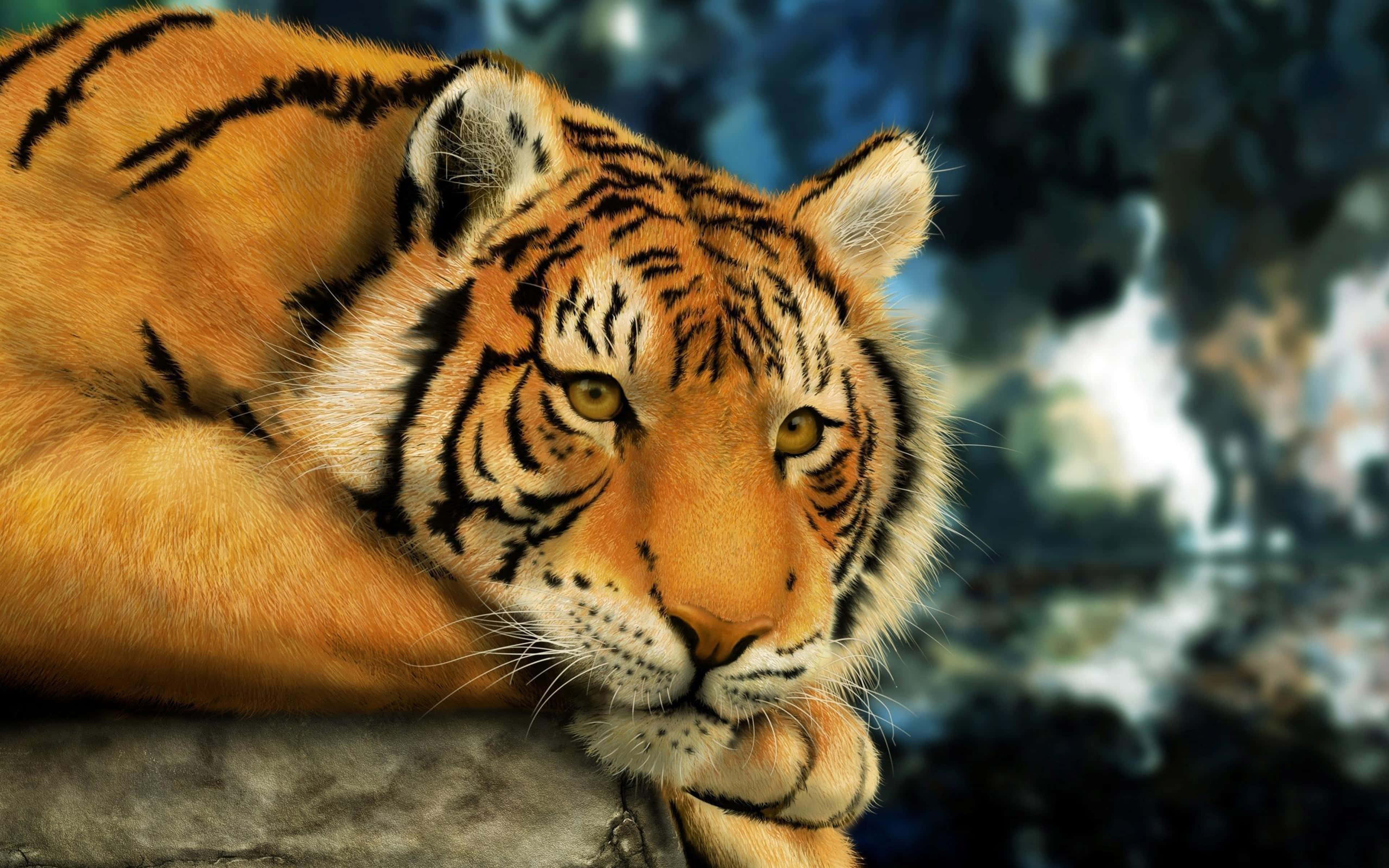 3d animal, tiger, orange fur, 4K Desktop Wallpaper