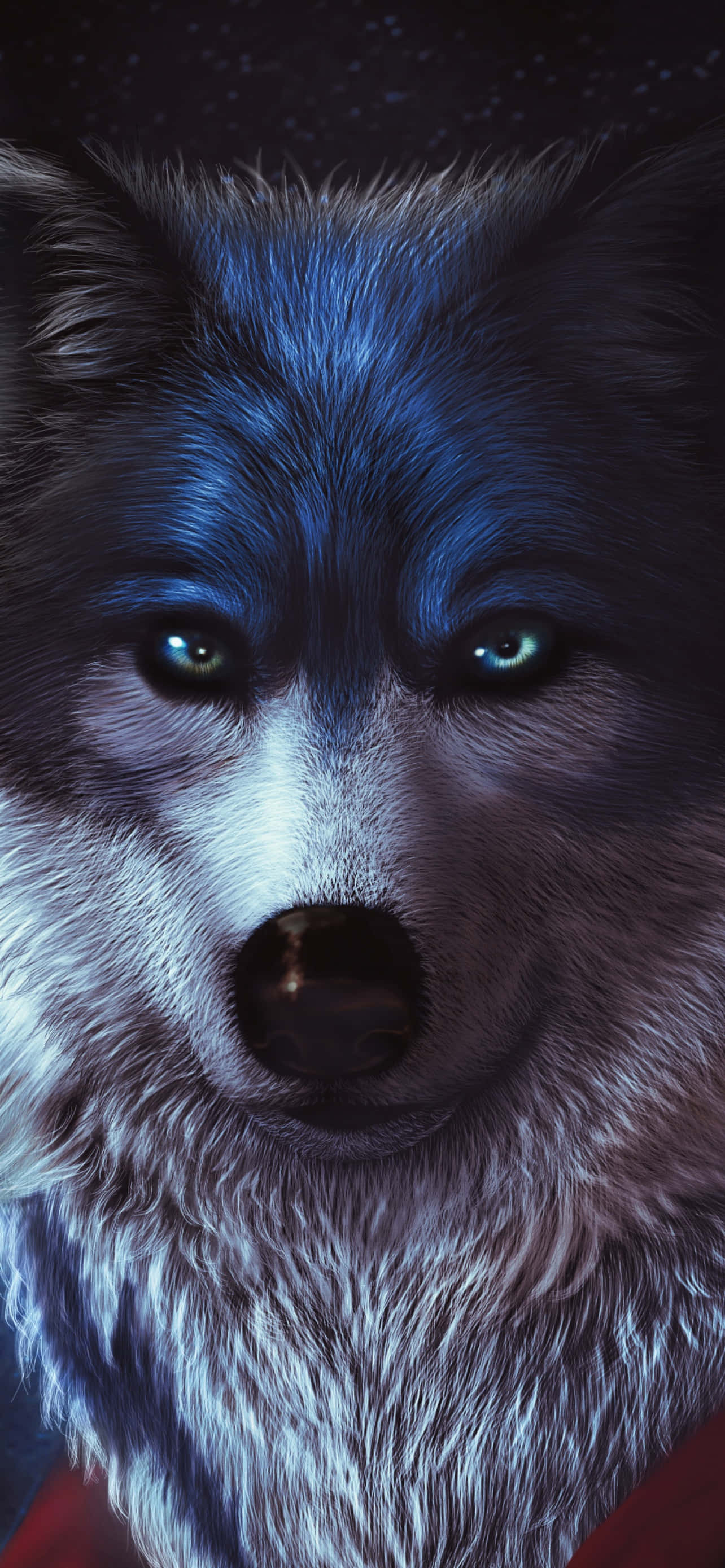 3d animal, wolf, glowing green eyes, 2K Phone Wallpaper