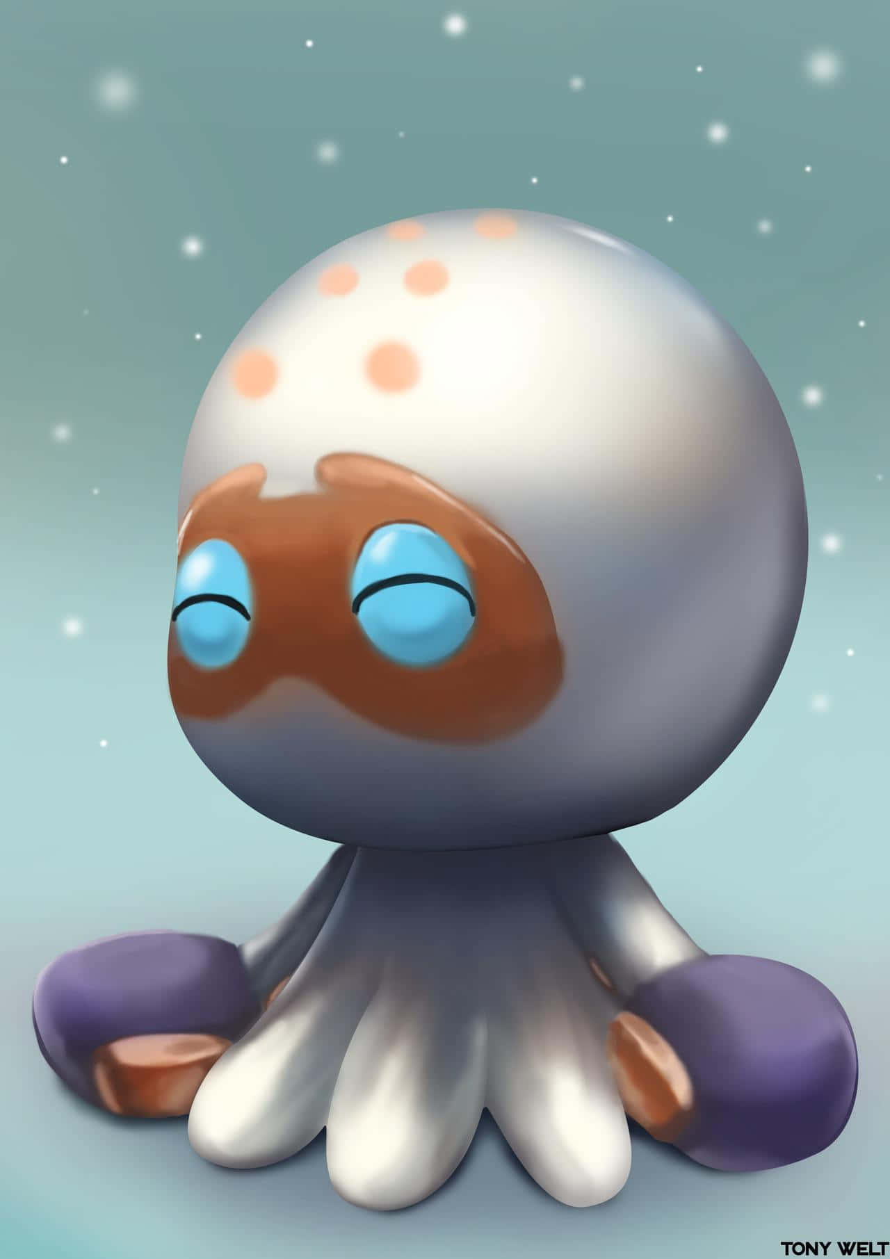 3d clobbopus art, cute cartoon octopus, closed blue eyes, HD Phone Wallpaper