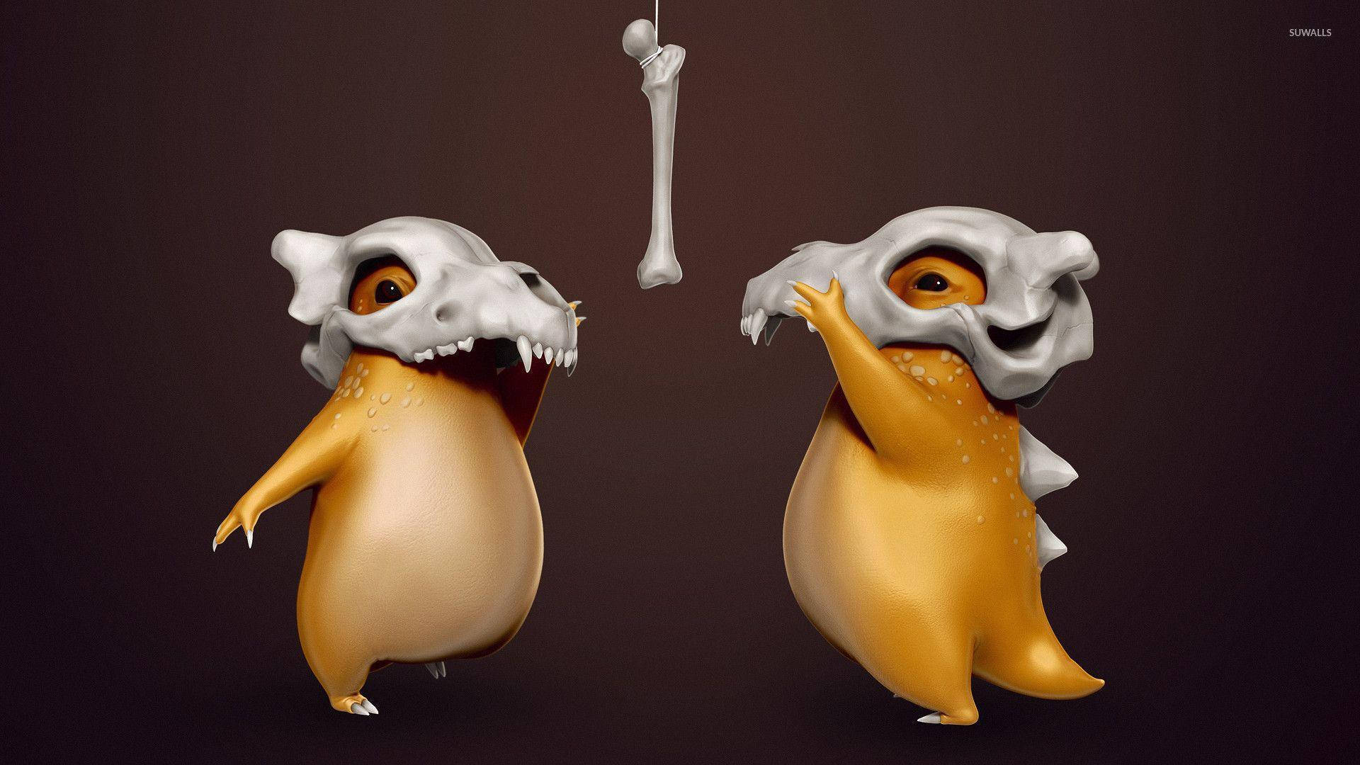 3d cubone, cubone, orange creatures, Full HD Desktop Wallpaper