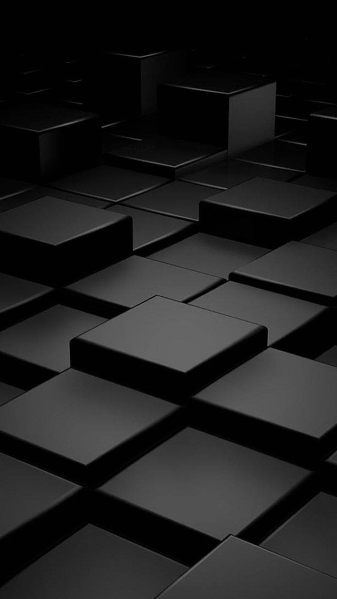 3d Apple iPhone, matte black cubes, geometric pattern, Full HD Phone Wallpaper