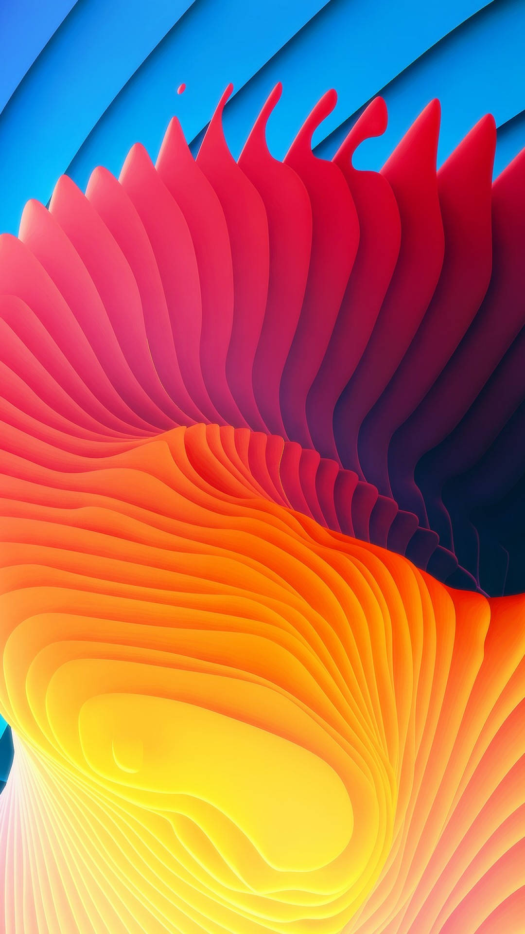3d Apple iPhone, fiery orange, electric blue, Full HD Phone Wallpaper