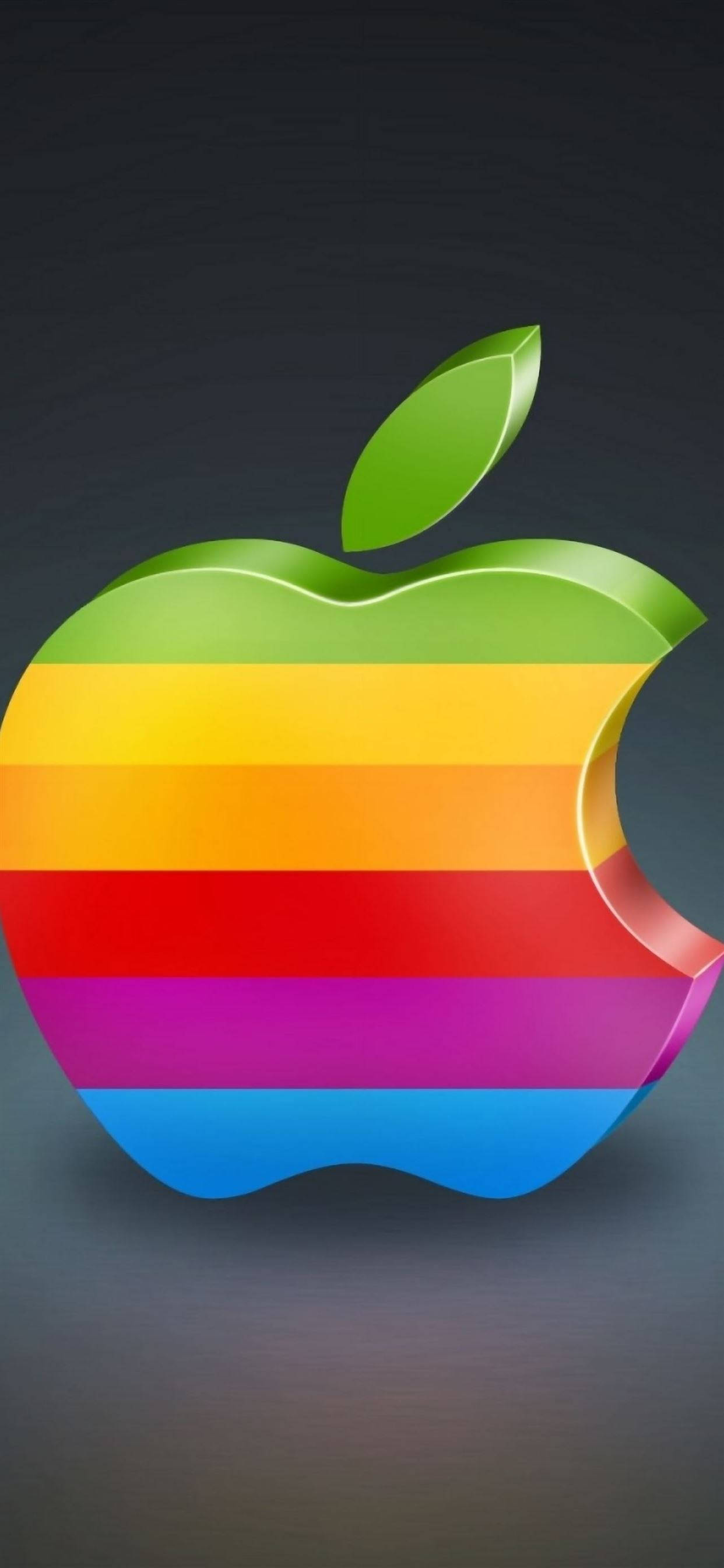 3d Apple iPhone logo, rainbow-striped, green leaf, 2K Phone Wallpaper