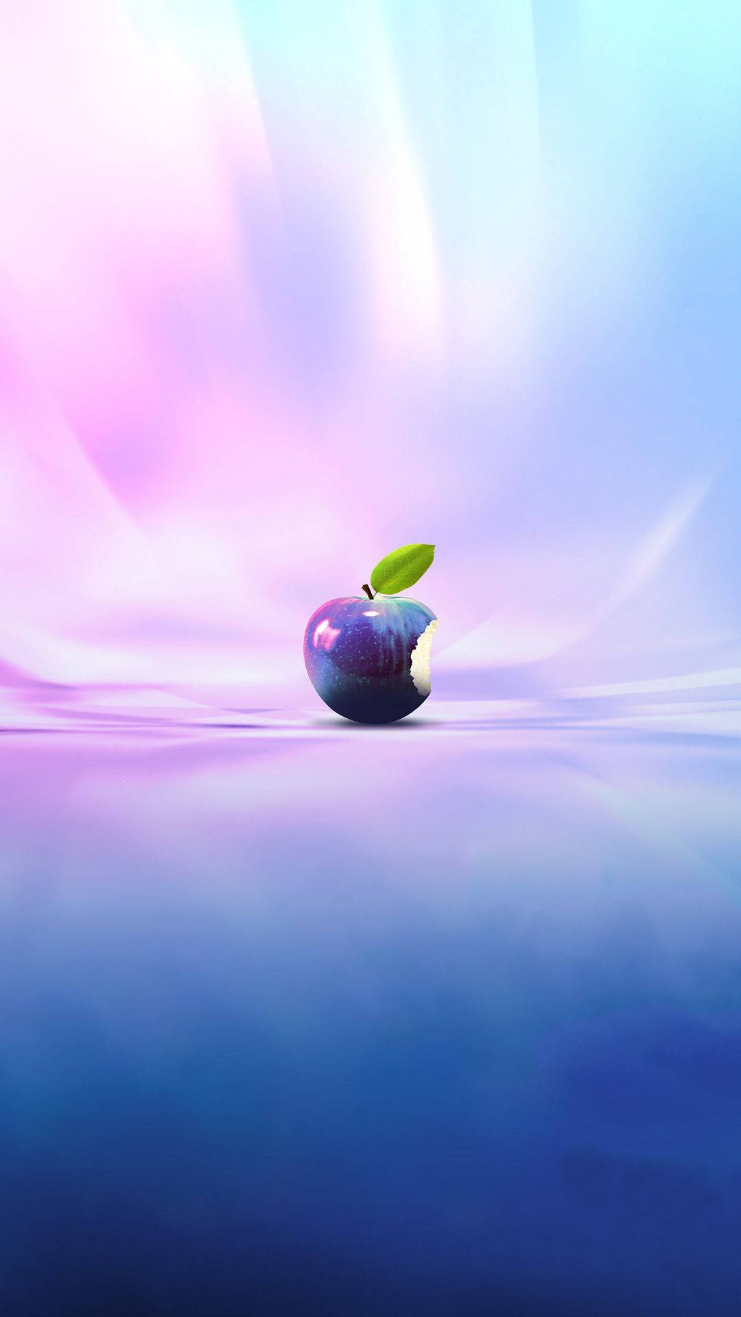3d Apple iPhone, glossy bitten apple, green leaf, Full HD Phone Wallpaper