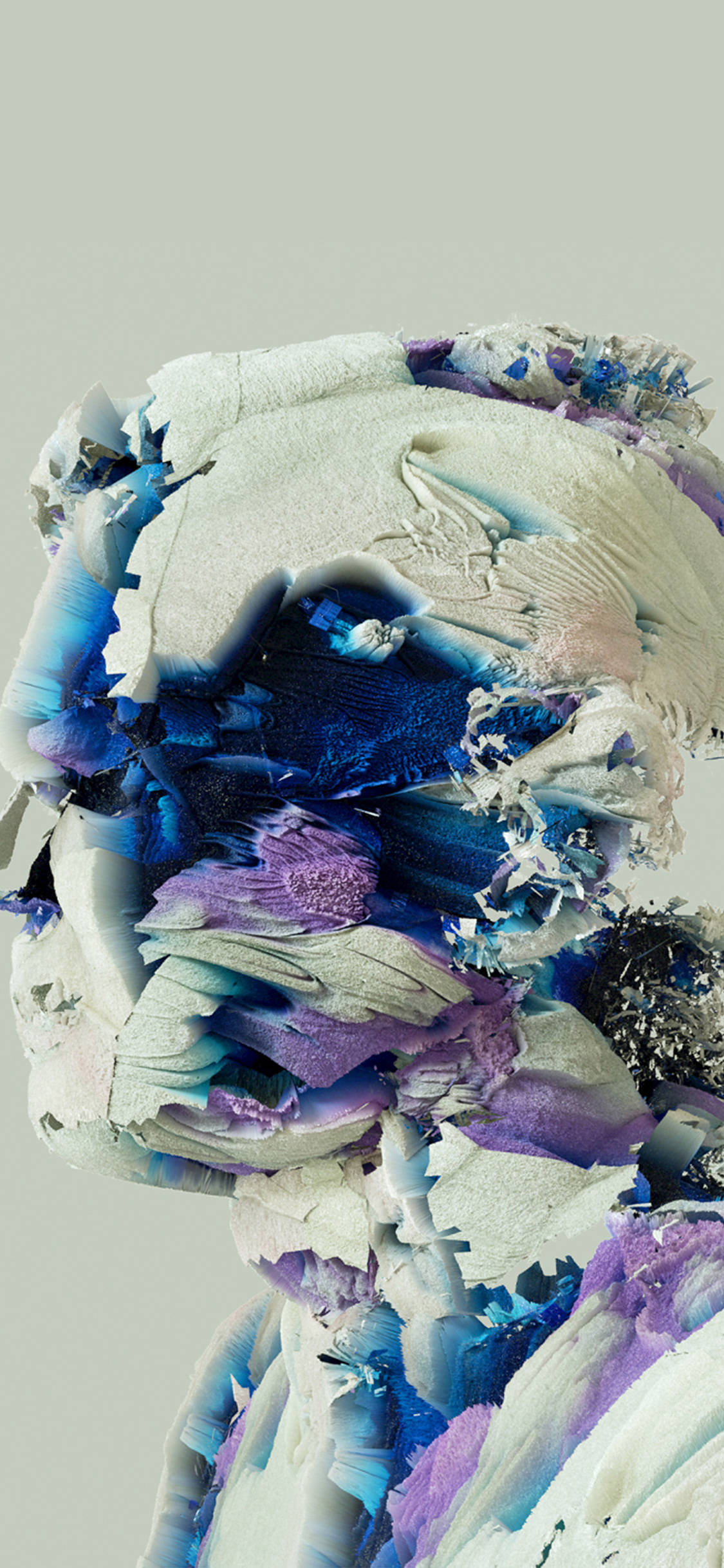 3d Apple iPhone, abstract face, blue purple and white paint, Full HD Phone Wallpaper